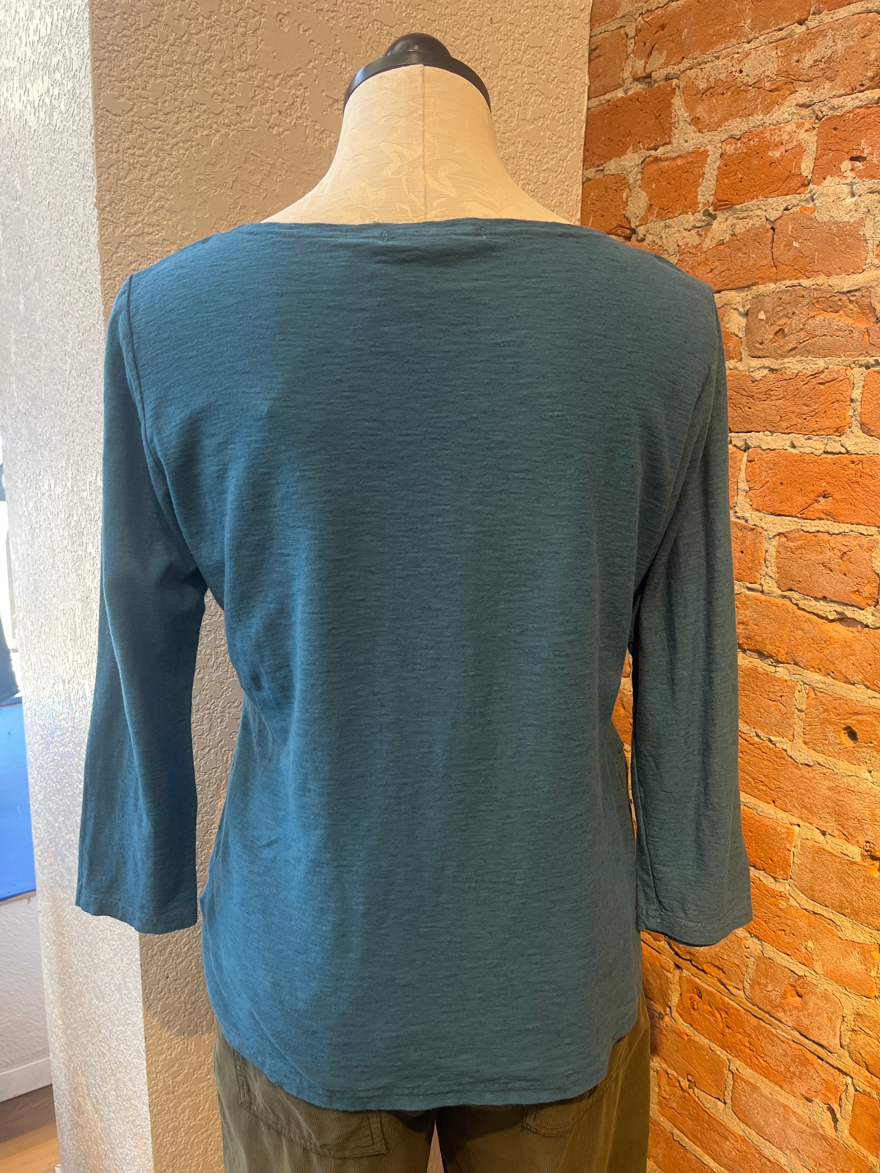 Cut Loose t-shirt, boatneck 3/4 sleeve linen blend