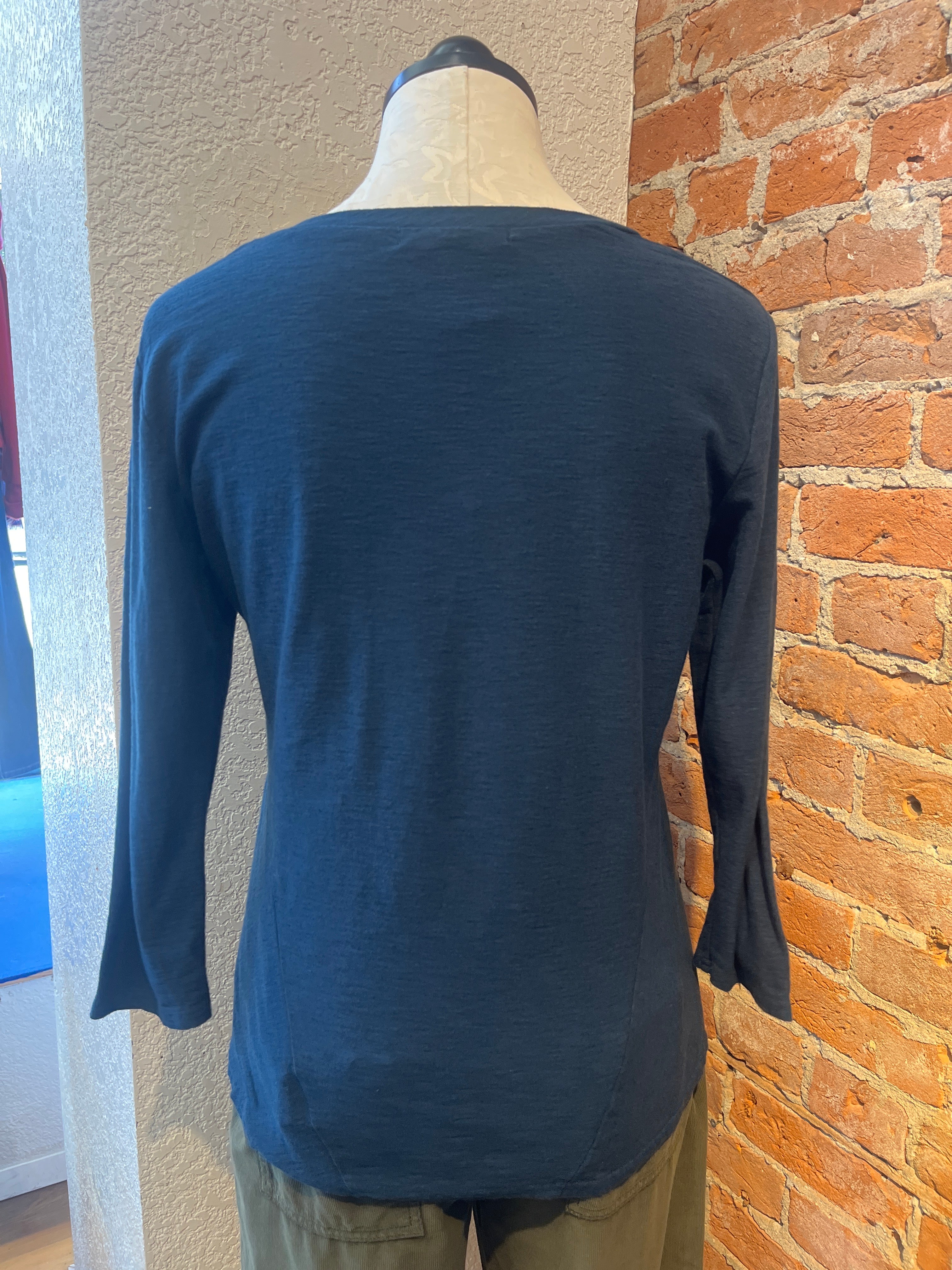 Cut Loose t-shirt, bias cut 3/4 sleeve linen blend