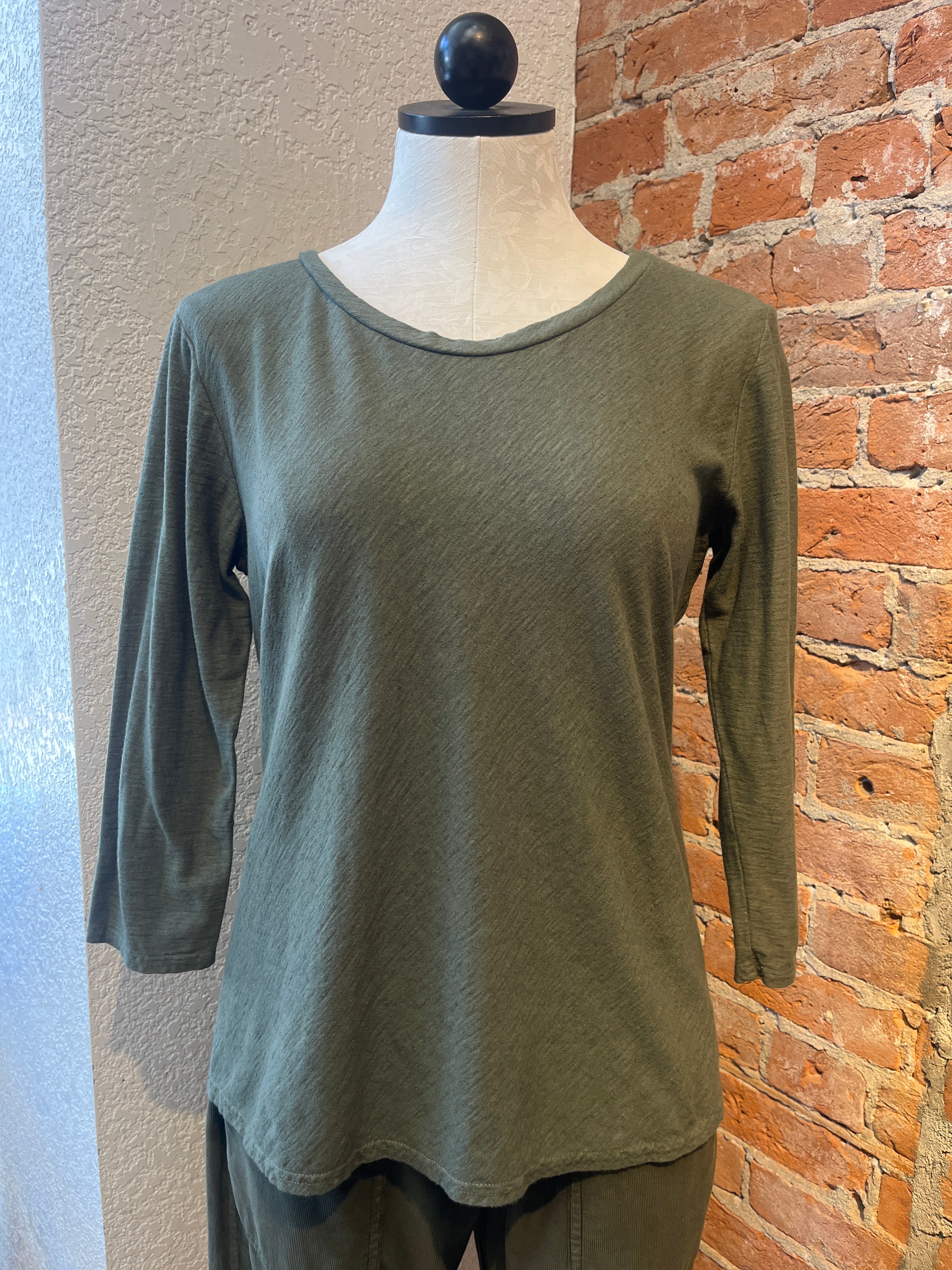 Cut Loose t-shirt, bias cut 3/4 sleeve linen blend