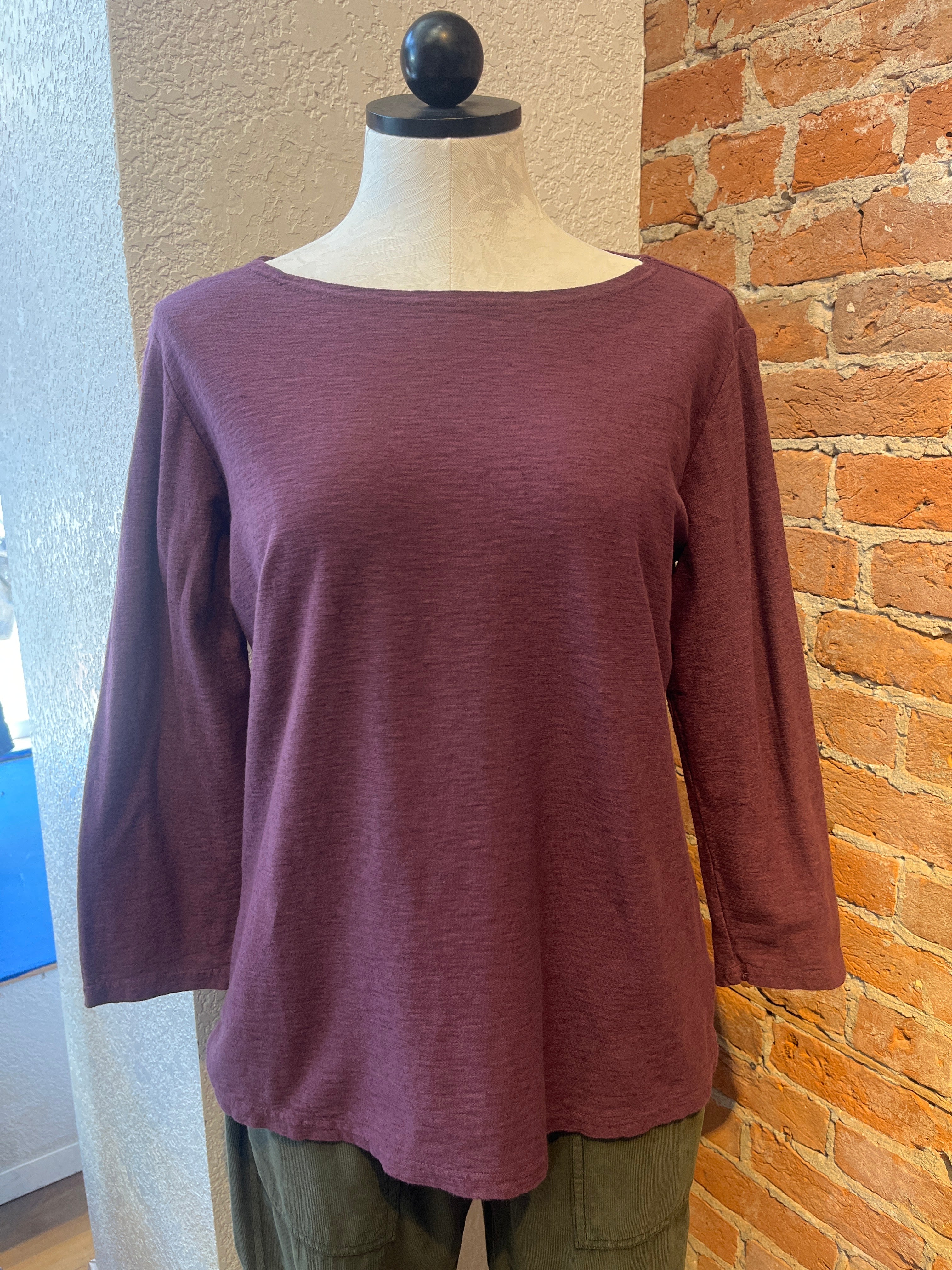Cut Loose t-shirt, boatneck 3/4 sleeve linen blend