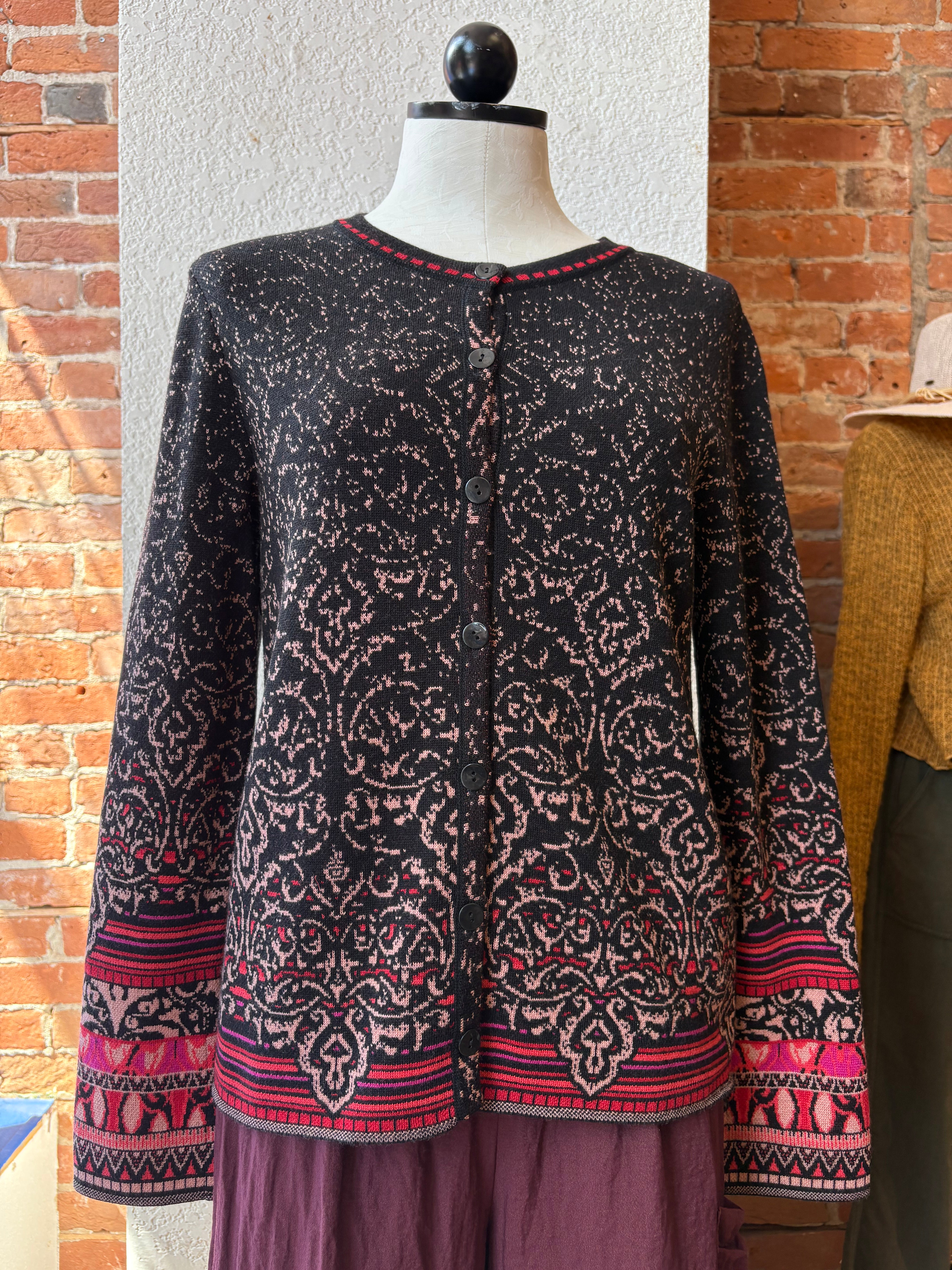 Ivko cardigan, ornament pattern 100% wool