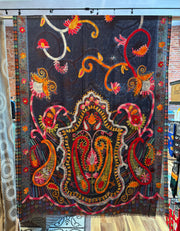ANU embroidered Stained Glass shawl, wool