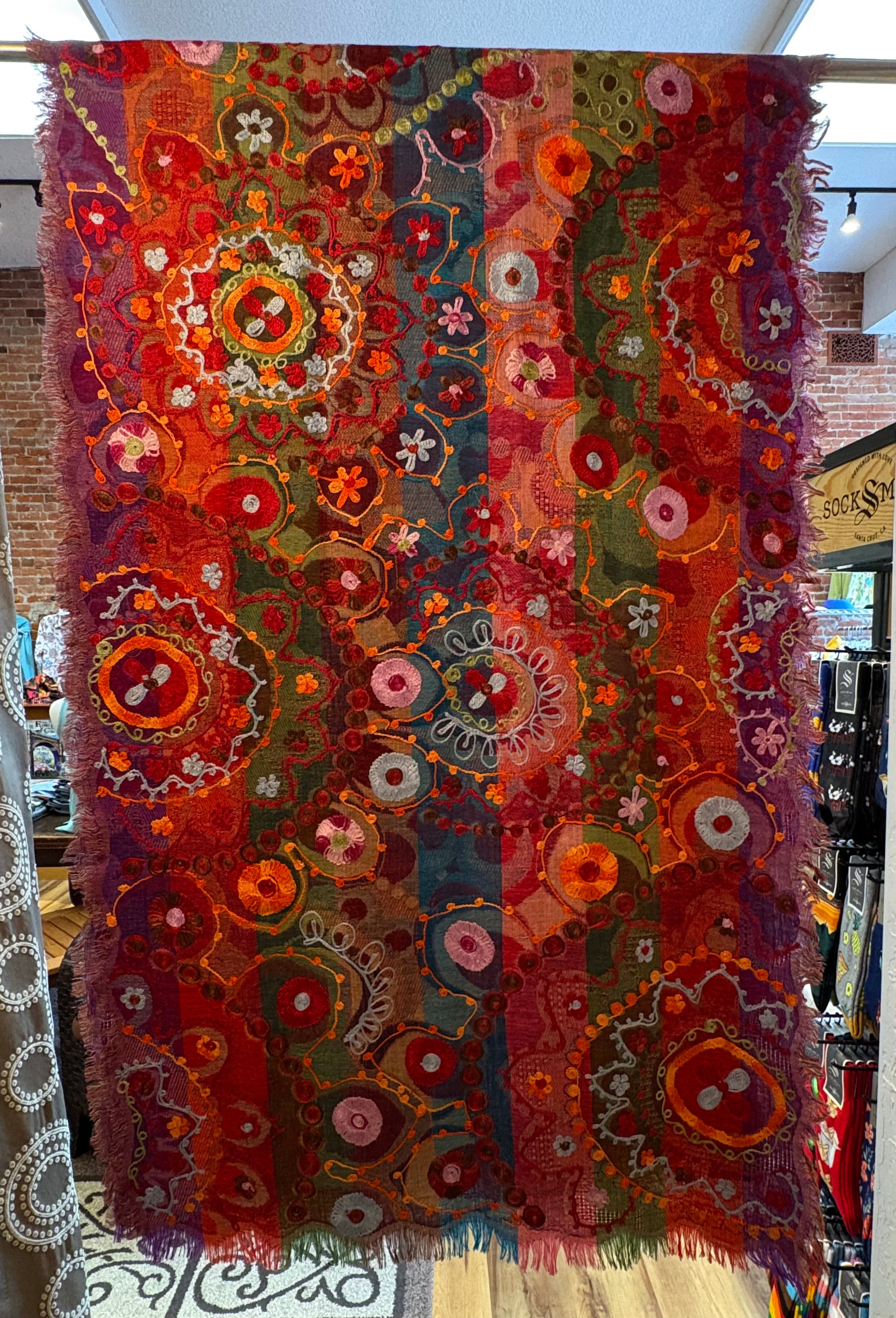 ANU embroidered Corinth shawl, wool