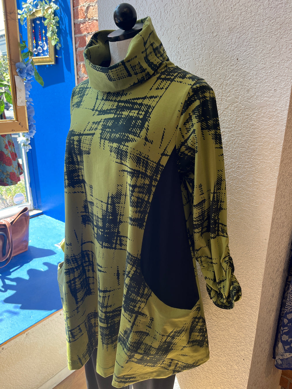 Flutter Rosie tunic, cowl brushed check