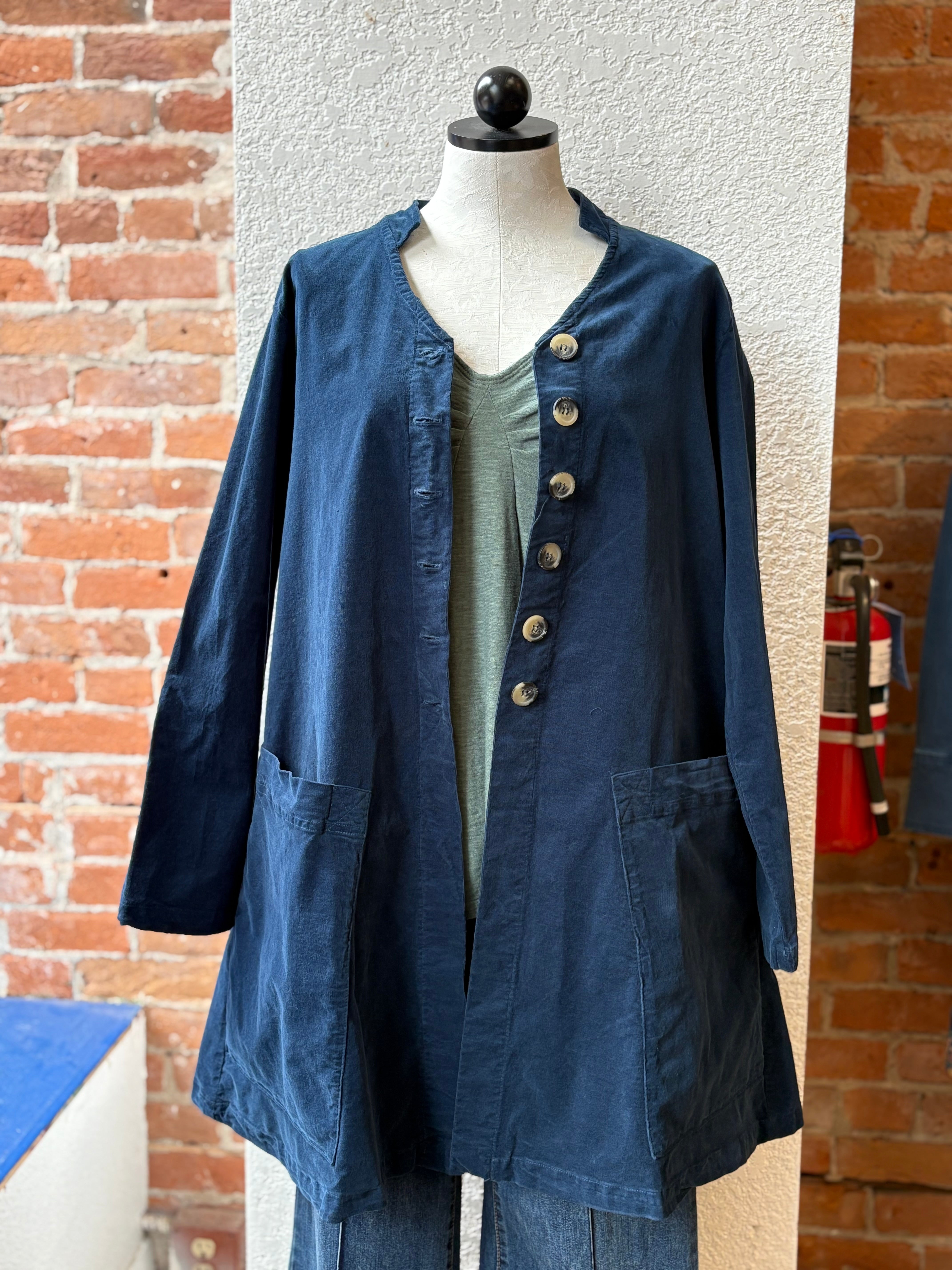 Camisa holgada de corte henley de lino y algodón con manga 3/4