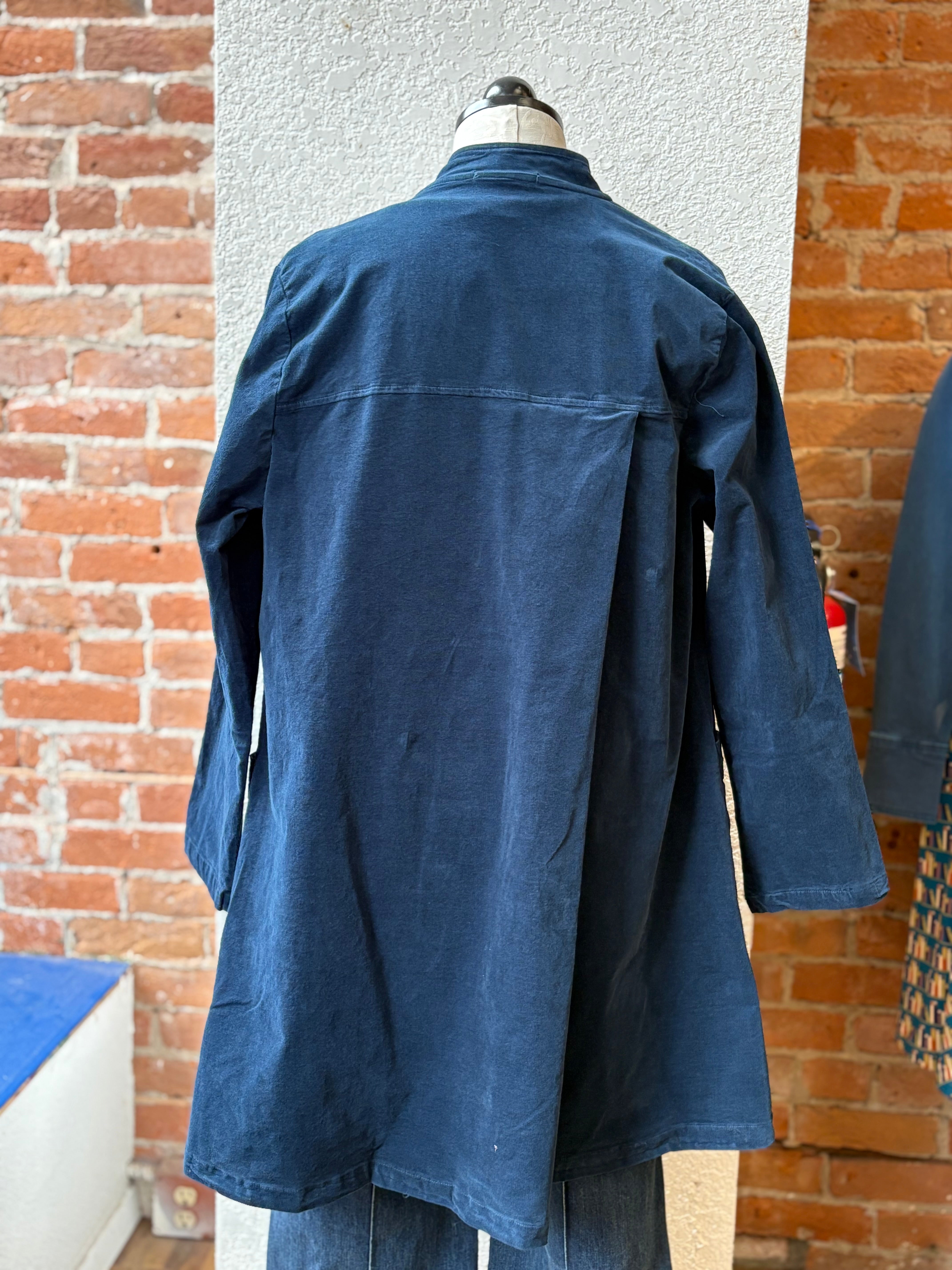 Camisa holgada de corte henley de lino y algodón con manga 3/4