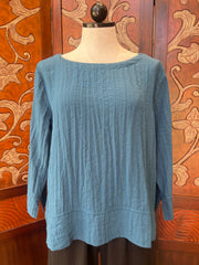 Cut Loose shirt, boatneck side vent Peacock