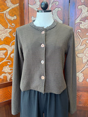 Cut Loose jacket, cropped asymmetrical stripe Chocolate