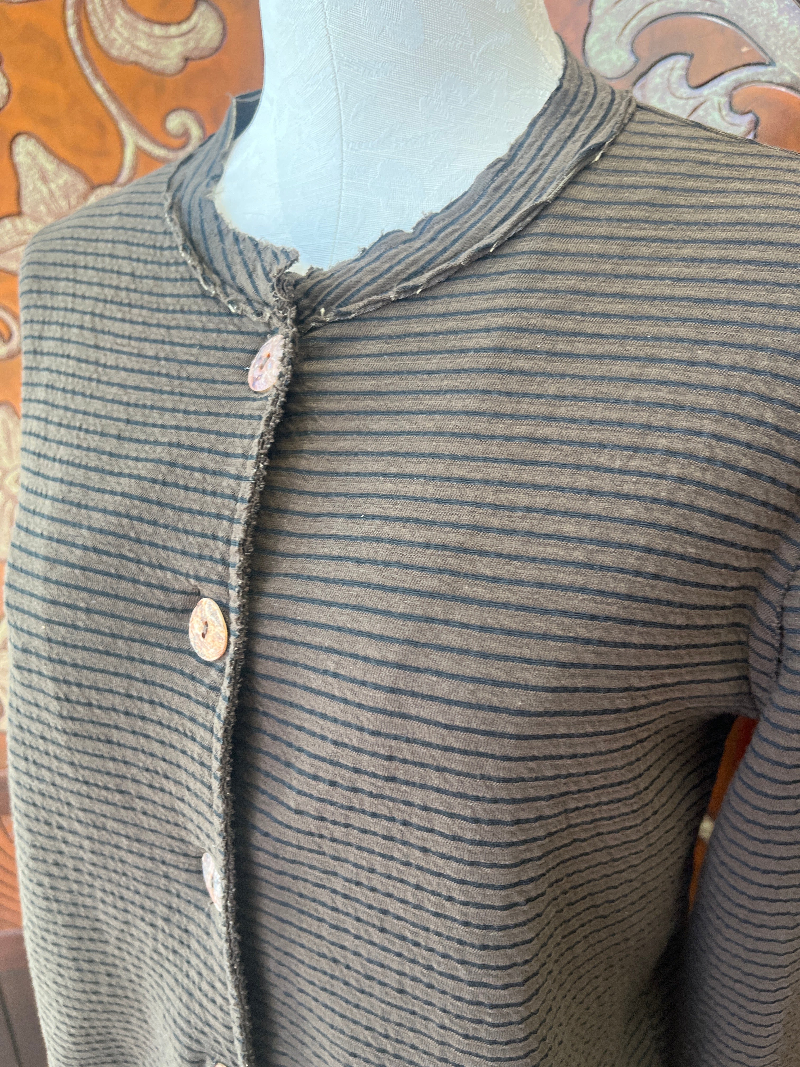 Cut Loose jacket, cropped asymmetrical stripe Chocolate