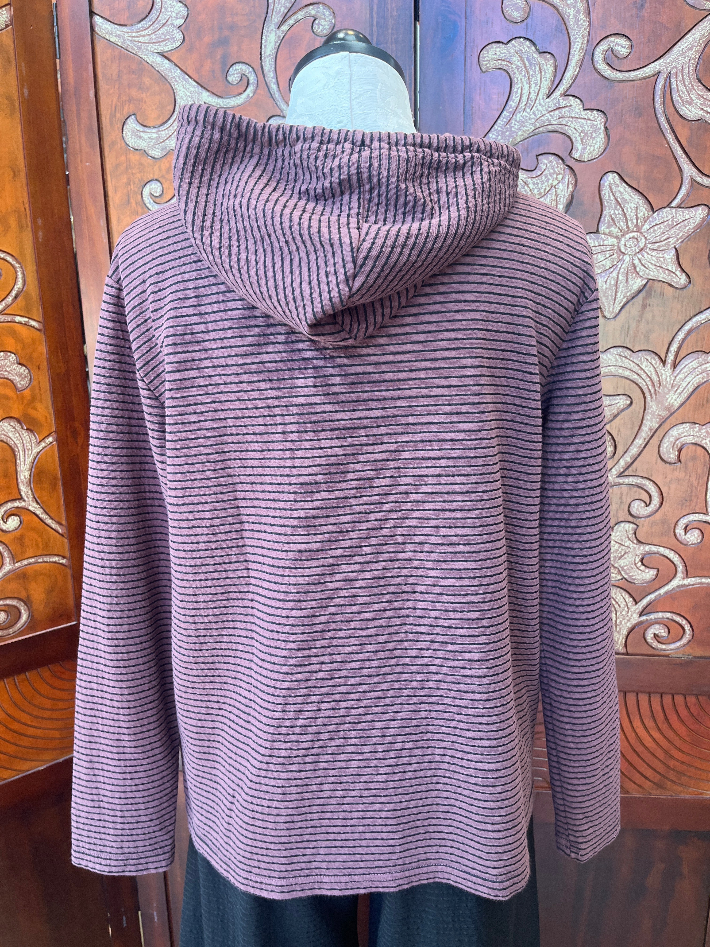 Cut Loose hoodie, double-cloth stripe Cinnabark and Etan