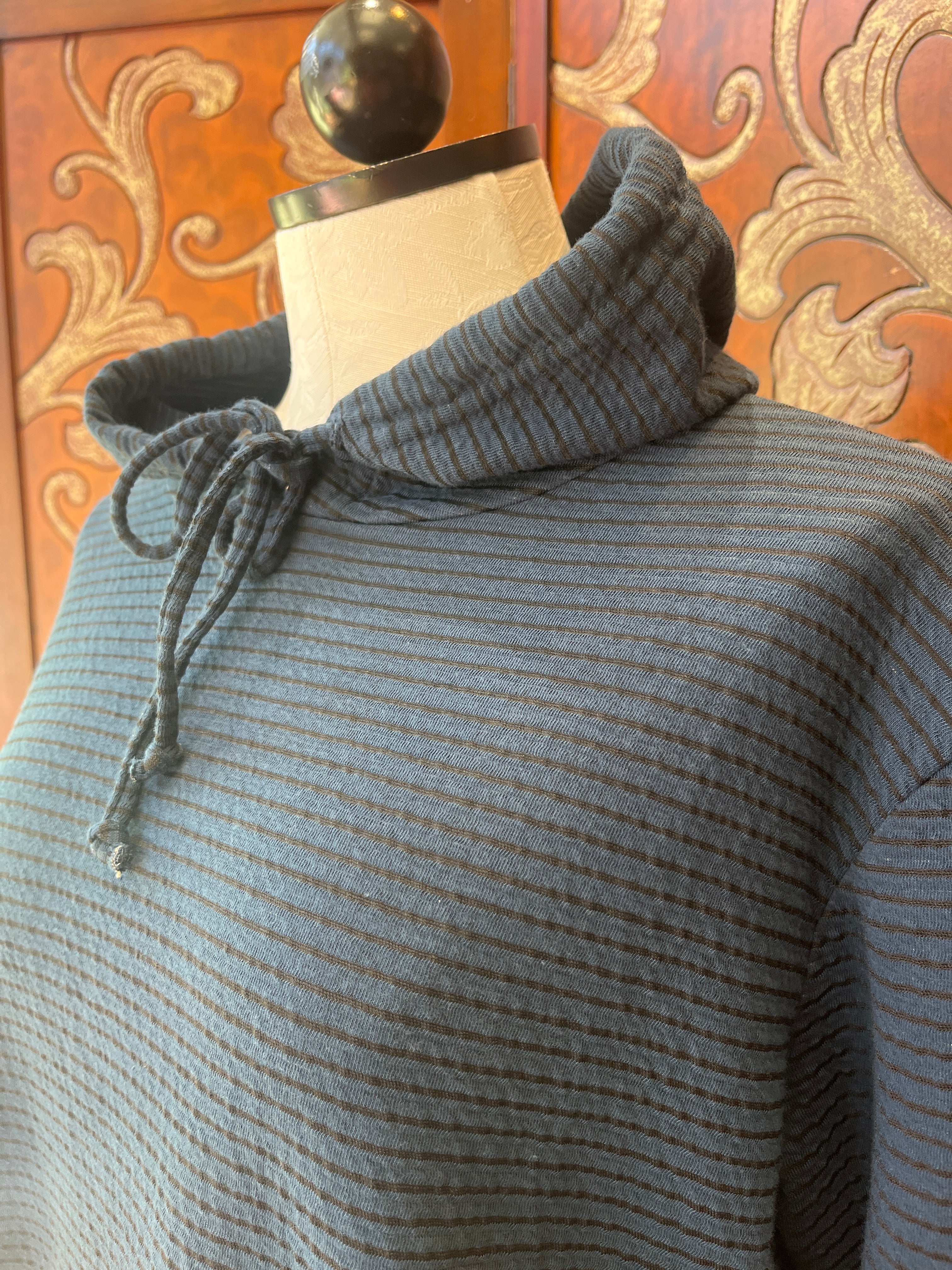 Cut Loose hoodie, double-cloth stripe Cinnabark and Etan