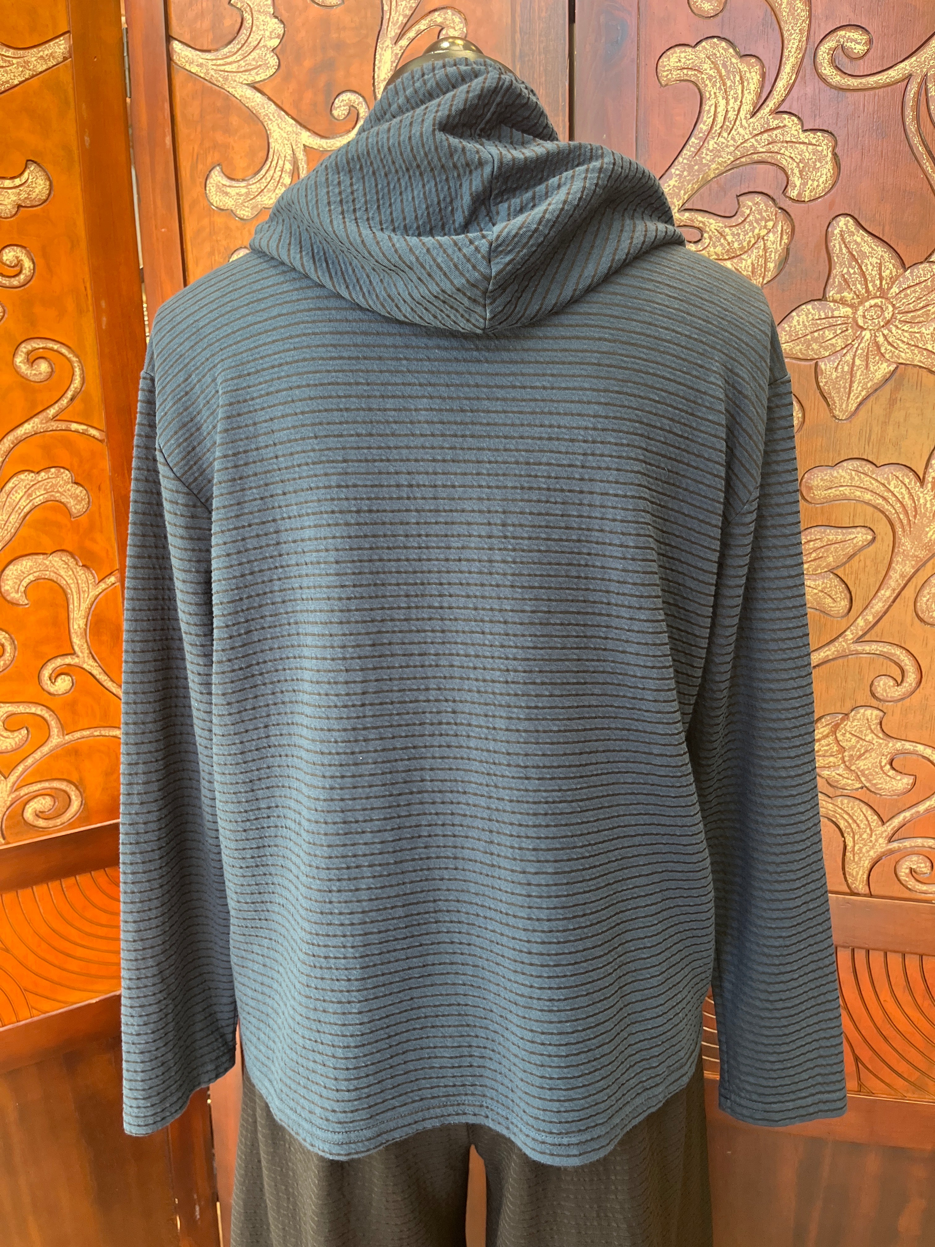 Cut Loose hoodie, double-cloth stripe Cinnabark and Etan
