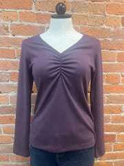 Necessitees t-shirt, shirred v-neck long-sleeve