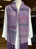 Natalie Reid scarf, wide hand-woven fiber art