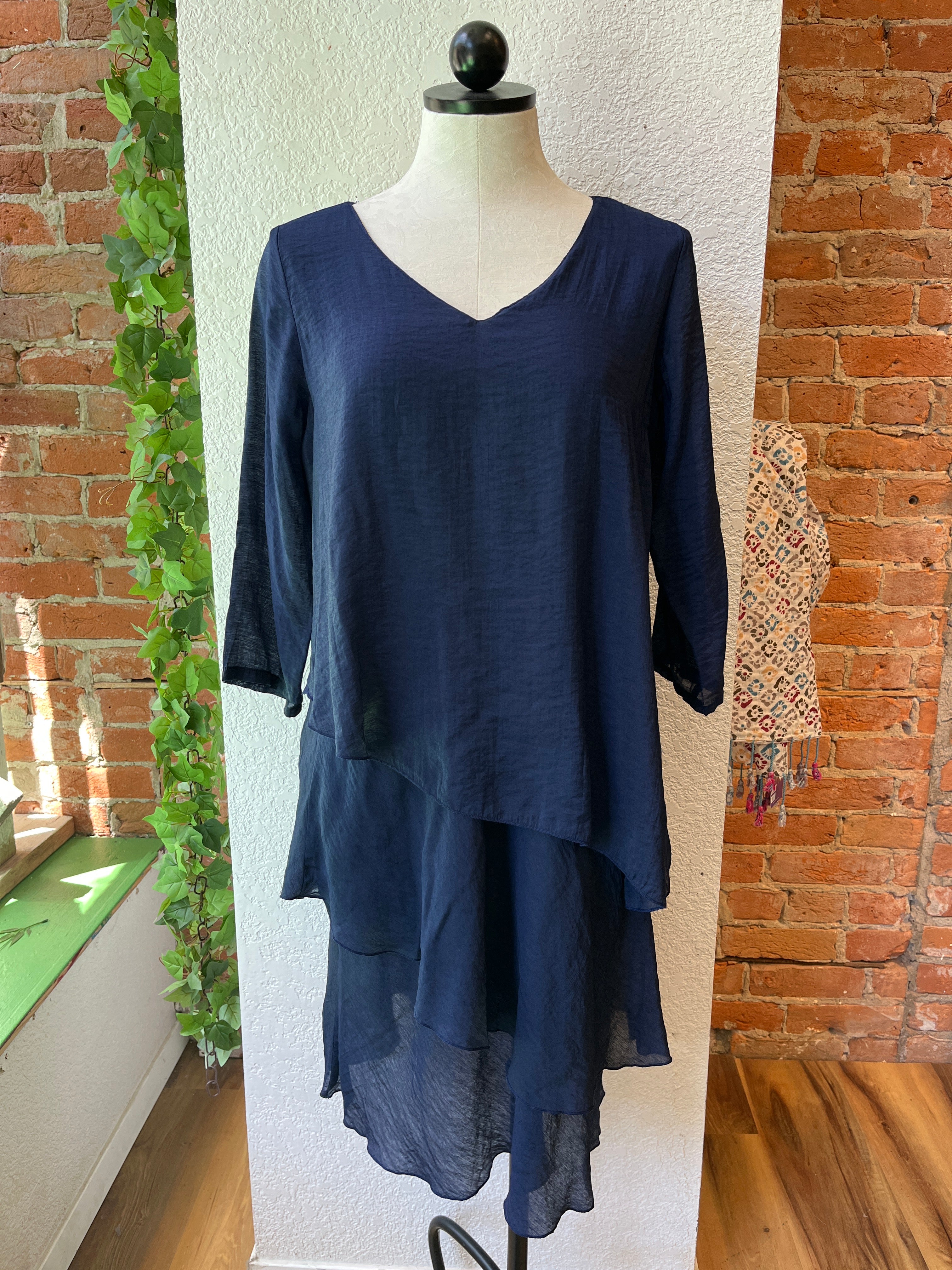 CMC dress 9981, solid cupro 3-tier 3/4 sleeve SALE Size S