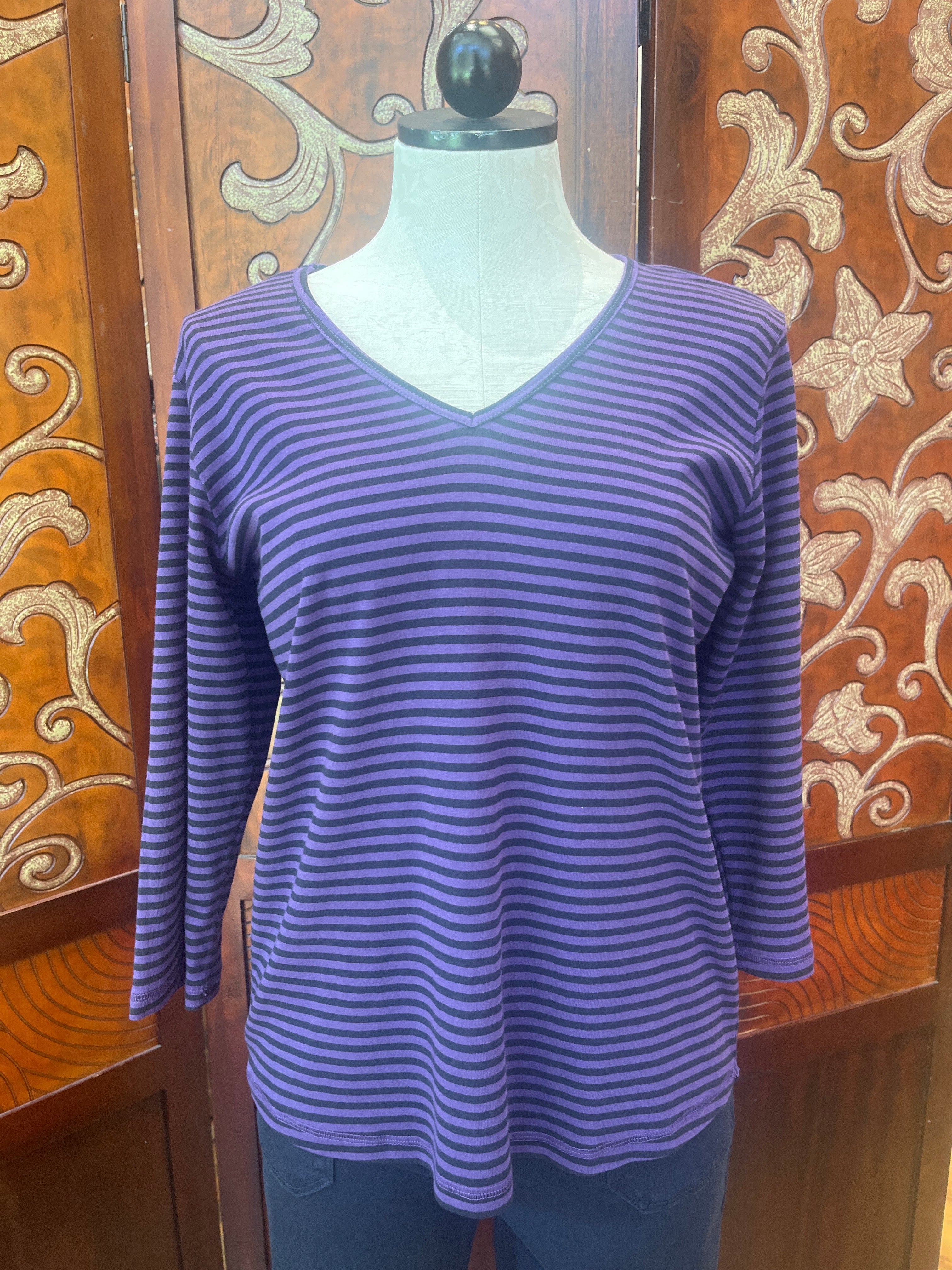 CMC t-shirt 3357, cotton stripe v-neck Jam