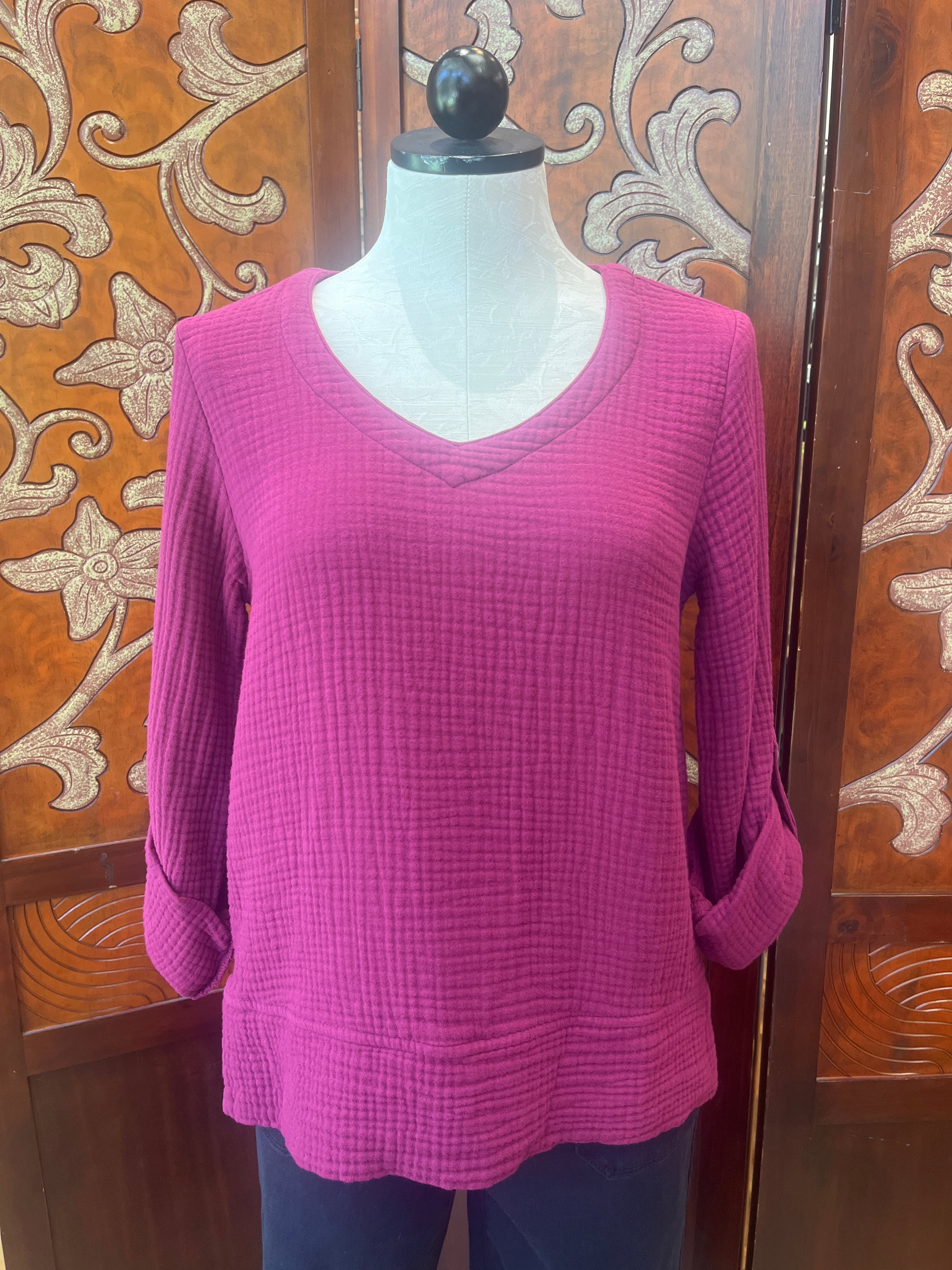 CMC shirt 5607, 3-layer cotton gauze 3/4 sleeve