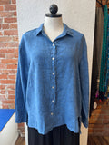 Cut Loose shirt, button-front print linen SALE Sizes S, L