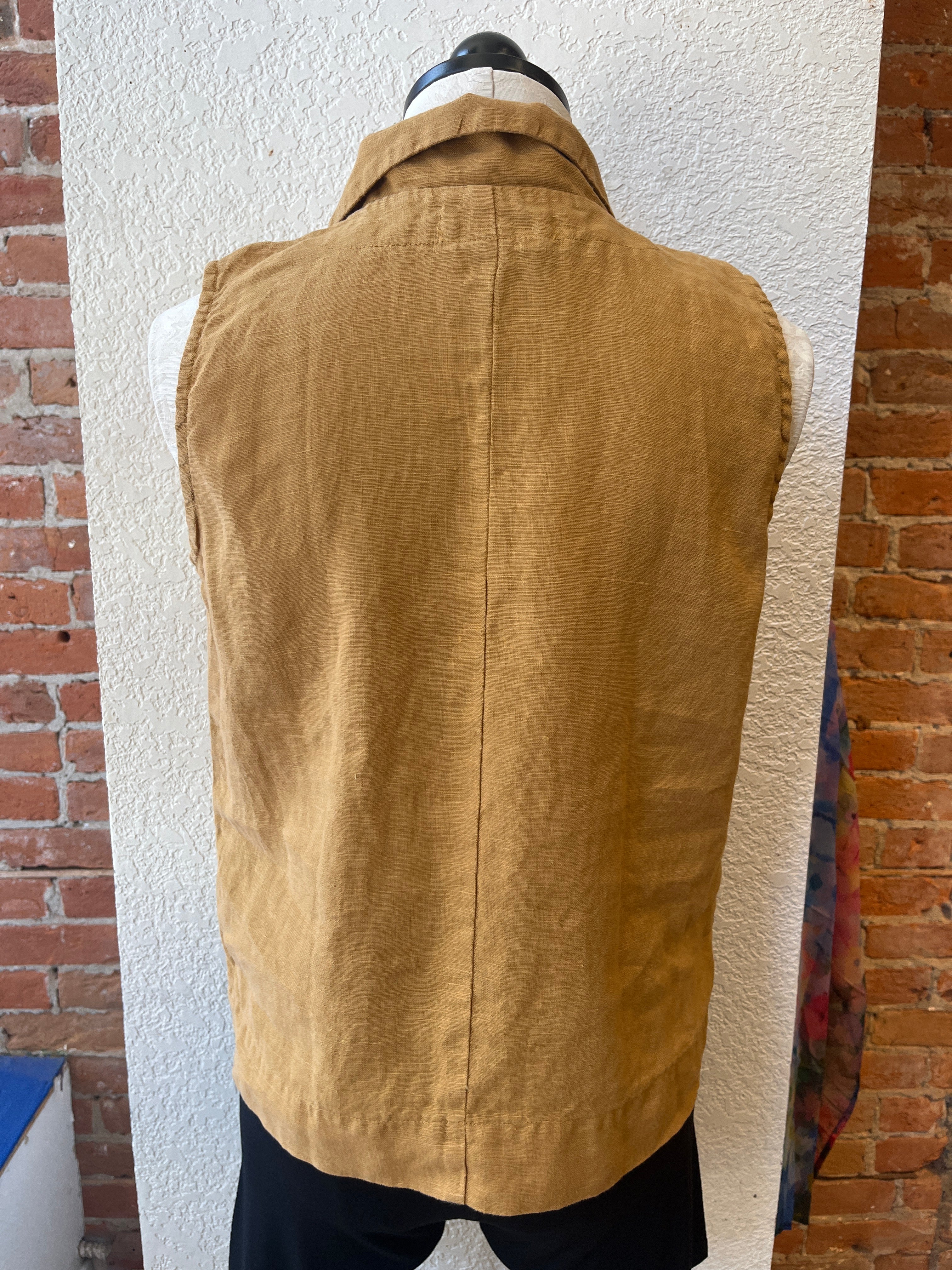 Camisa holgada de corte henley de lino y algodón con manga 3/4