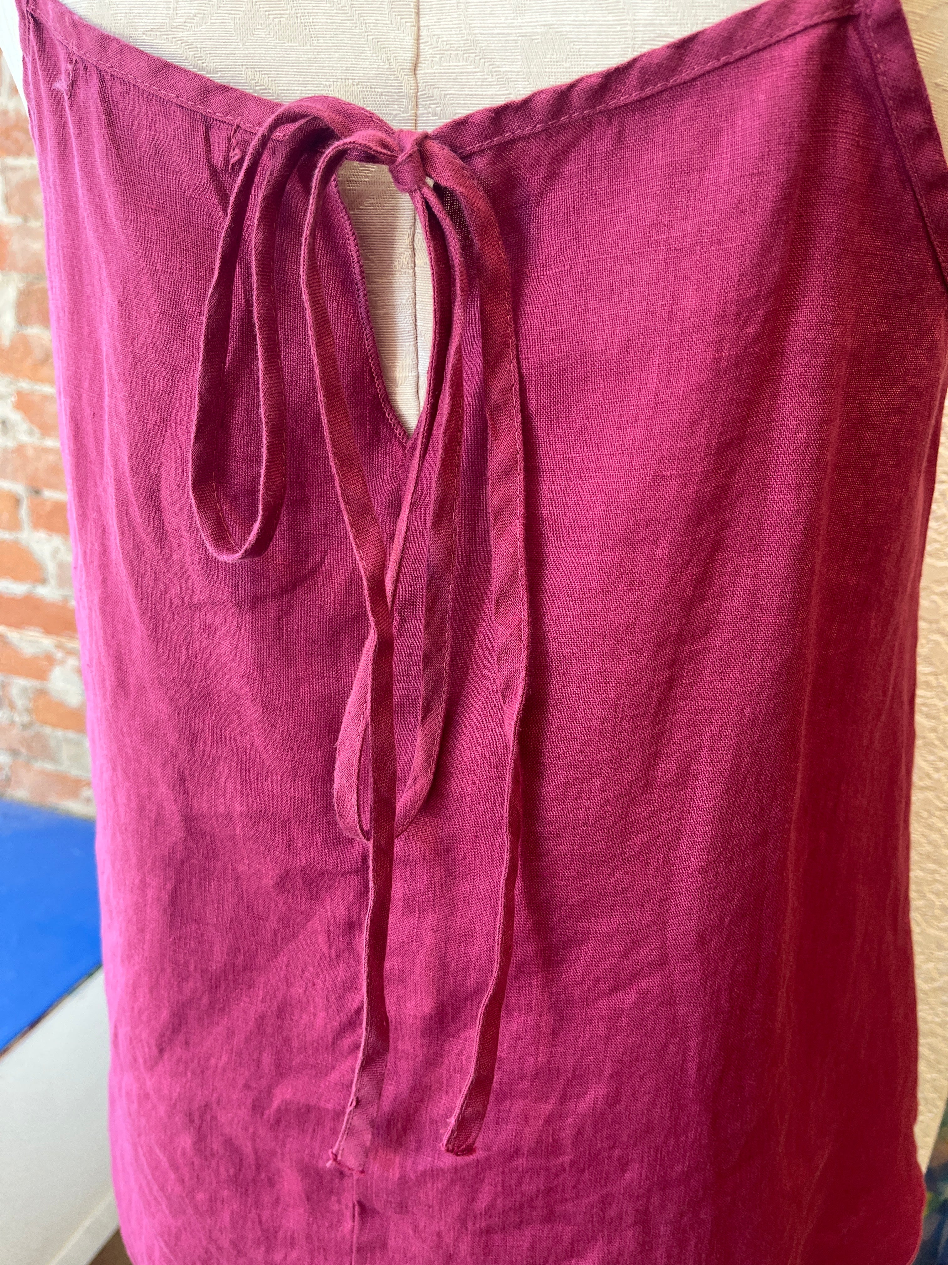 Camisa holgada de corte henley de lino y algodón con manga 3/4