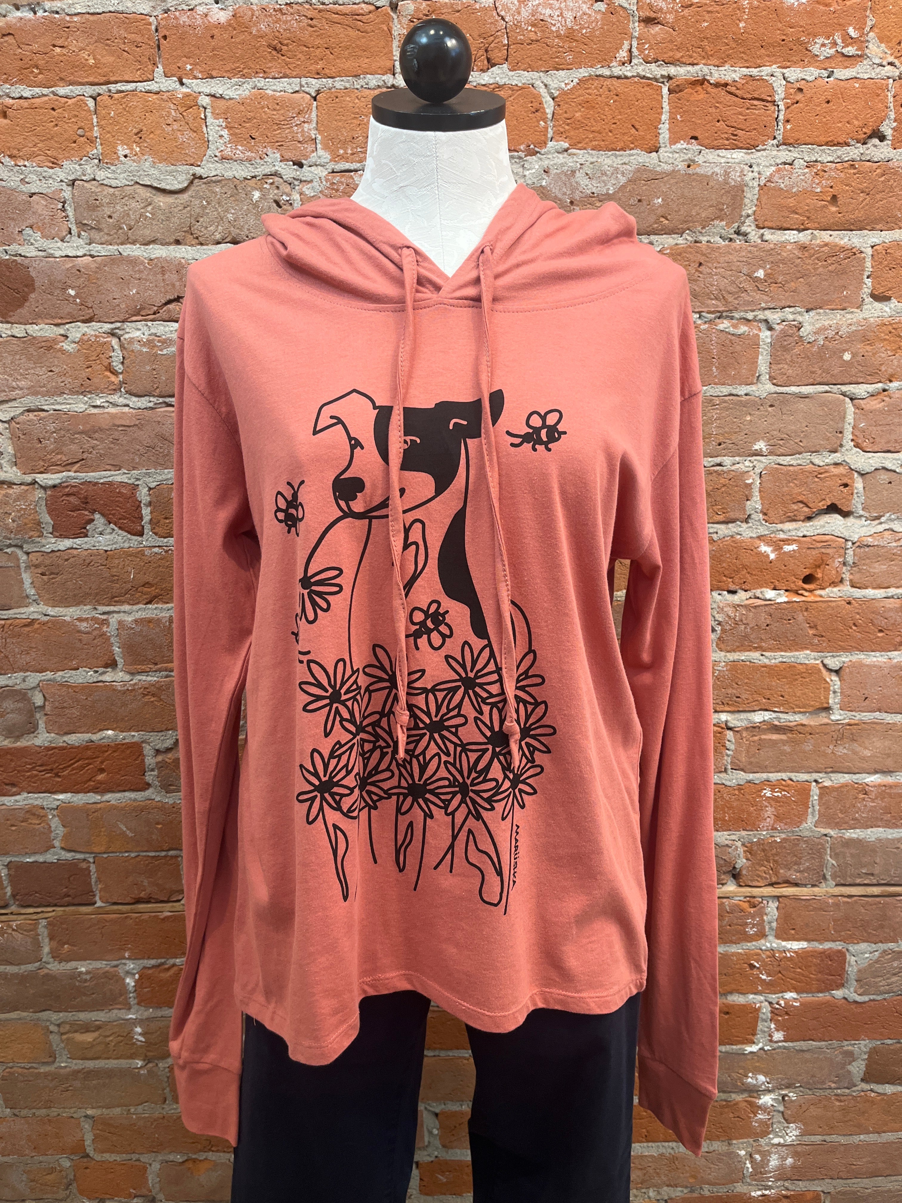 Marushka t-shirt hoodie, Dog Flower long sleeve