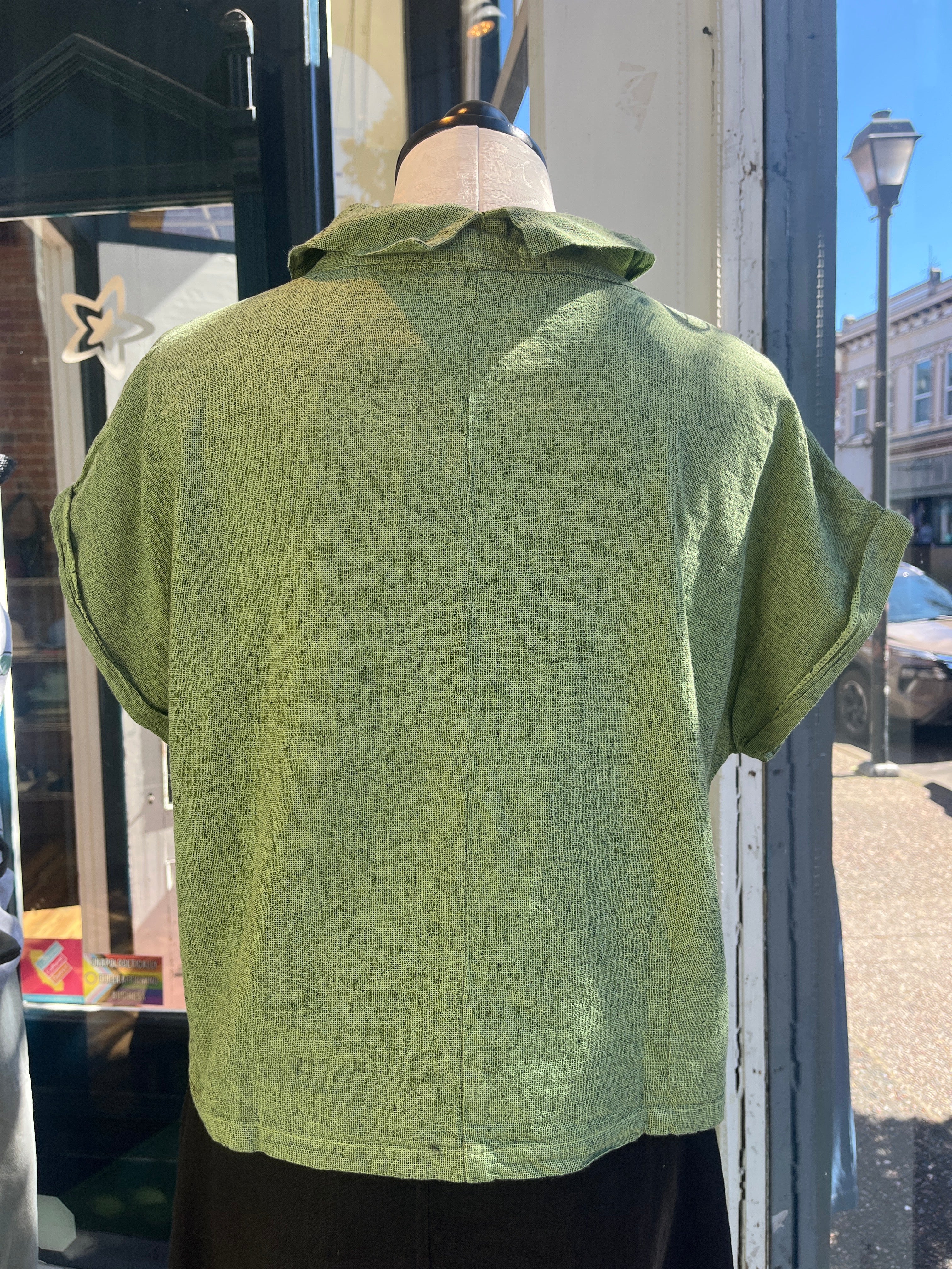 Cut Loose shirt, short dolman sleeve with cowl