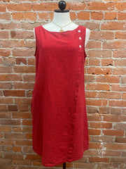 Camisa holgada de corte henley de lino y algodón con manga 3/4