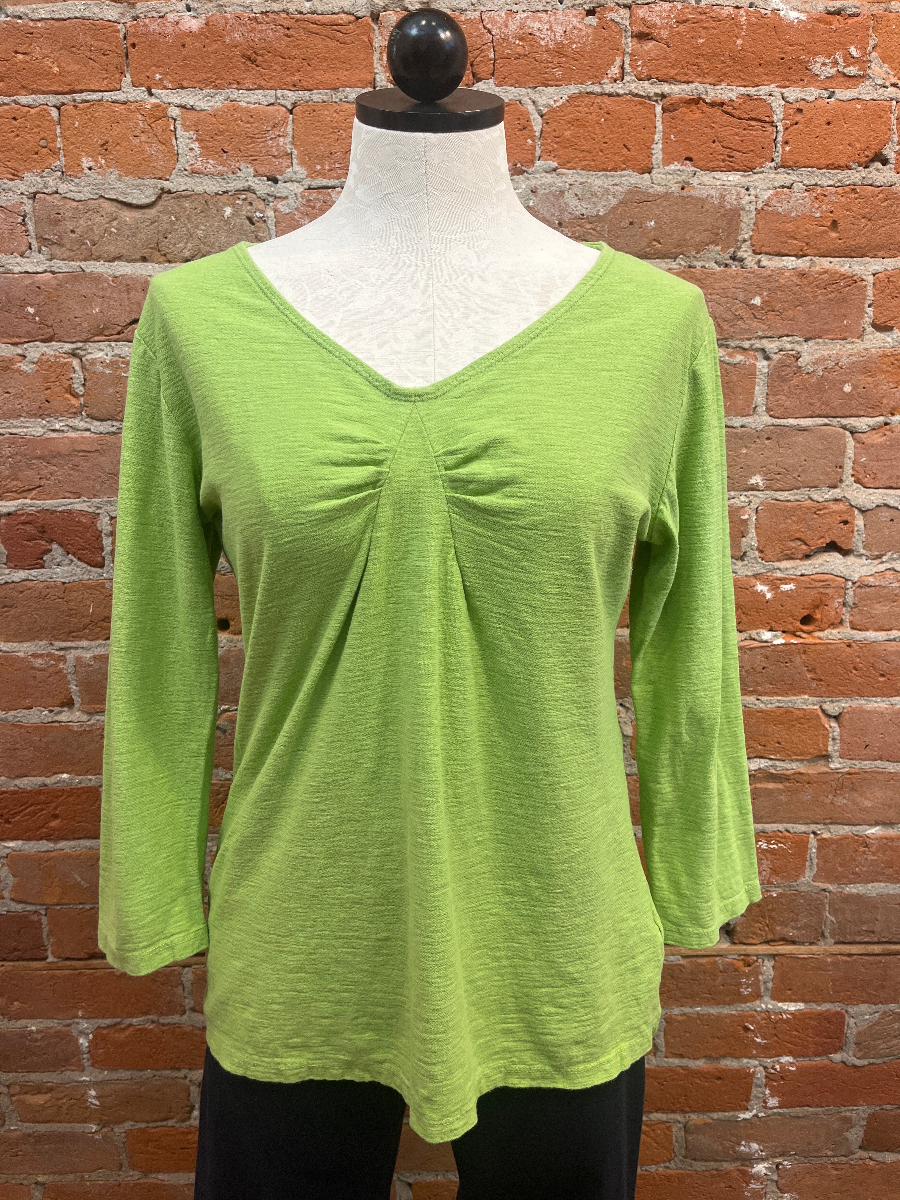 Cut Loose t-shirt, tuck-front 3/4 sleeve linen blend