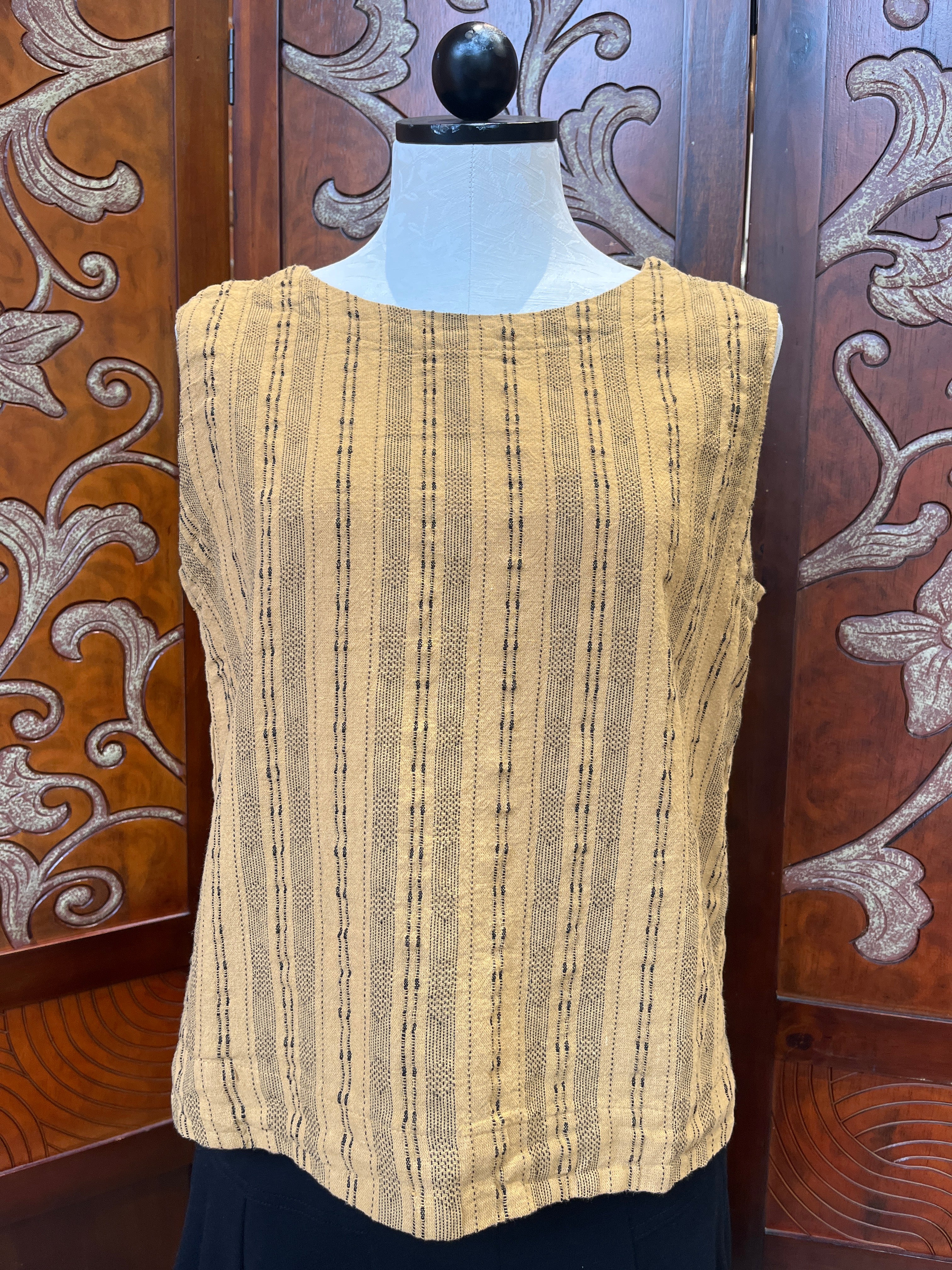 Cut Loose tank, linen/cotton stripe