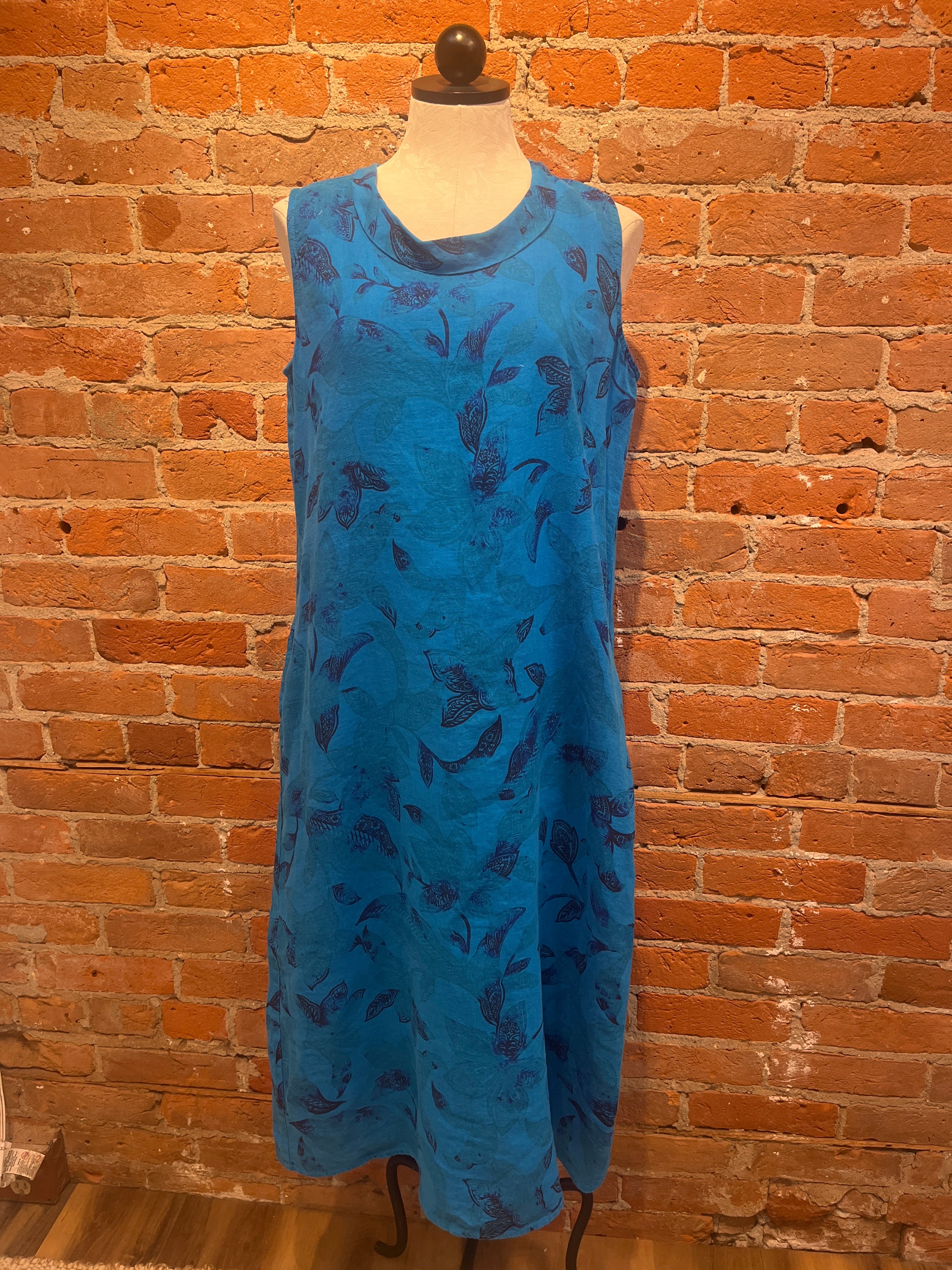 CMC dress 8646, linen print Methyl Blue