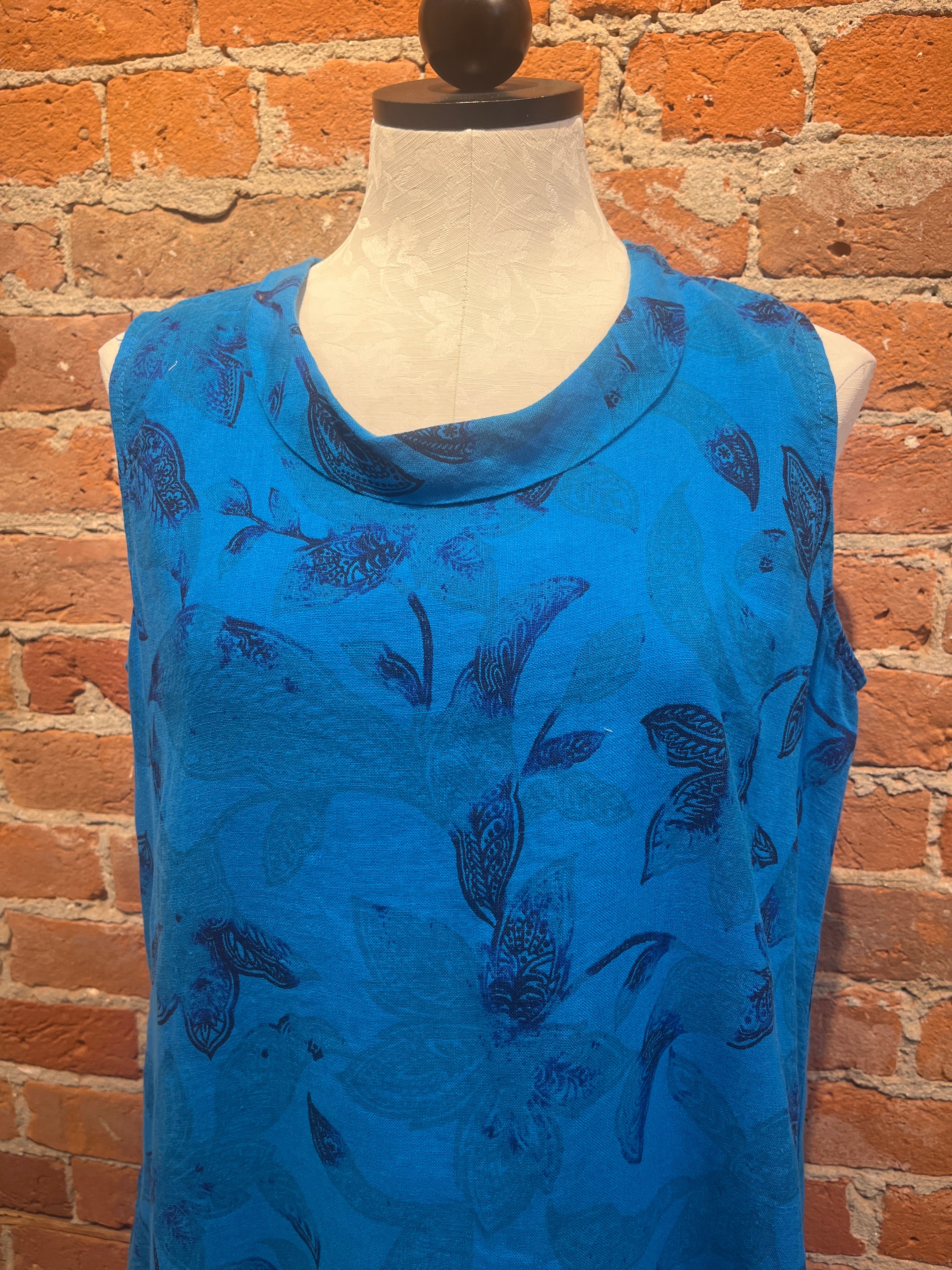 CMC dress 8646, linen print Methyl Blue