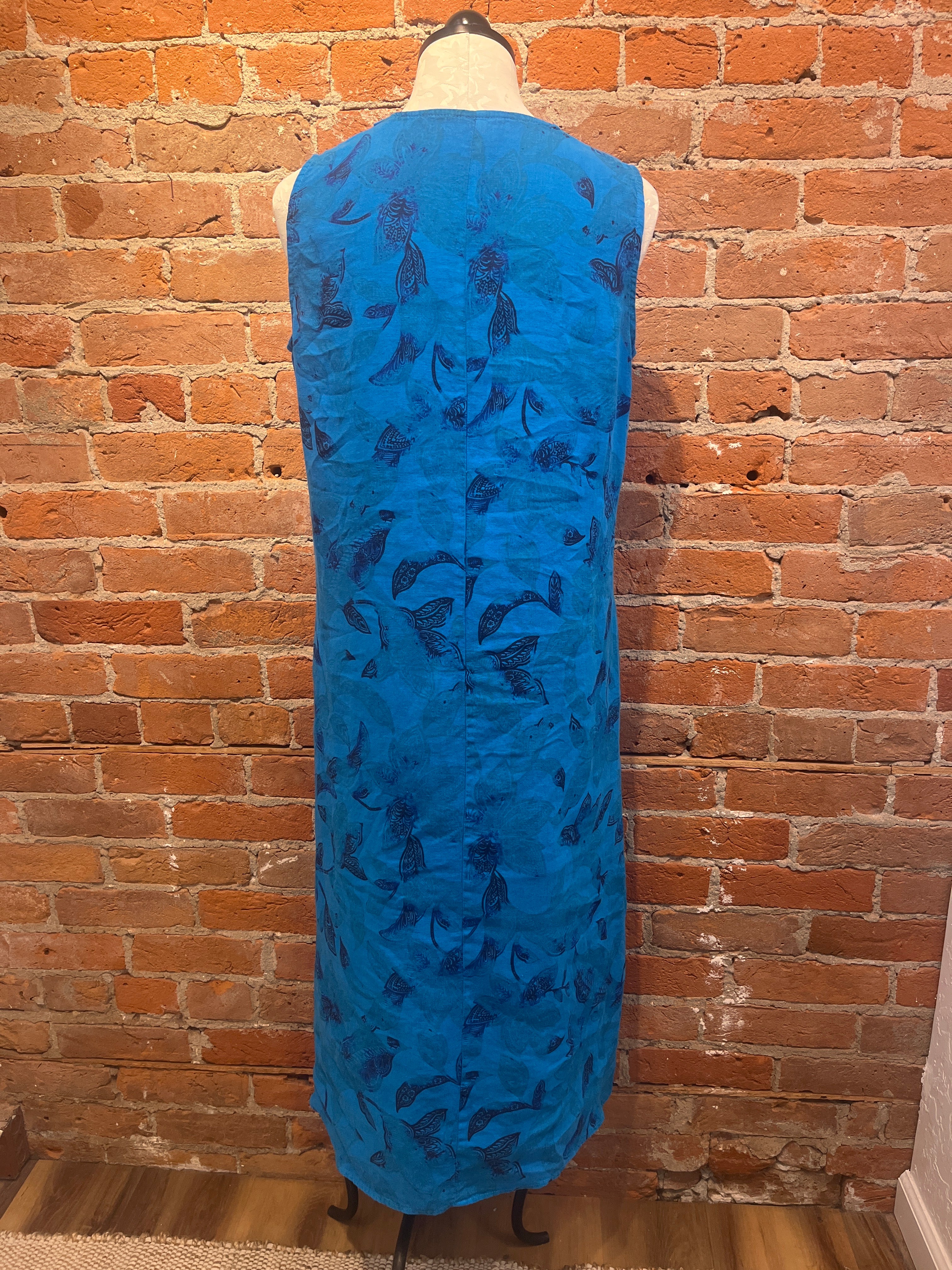 CMC dress 8646, linen print Methyl Blue
