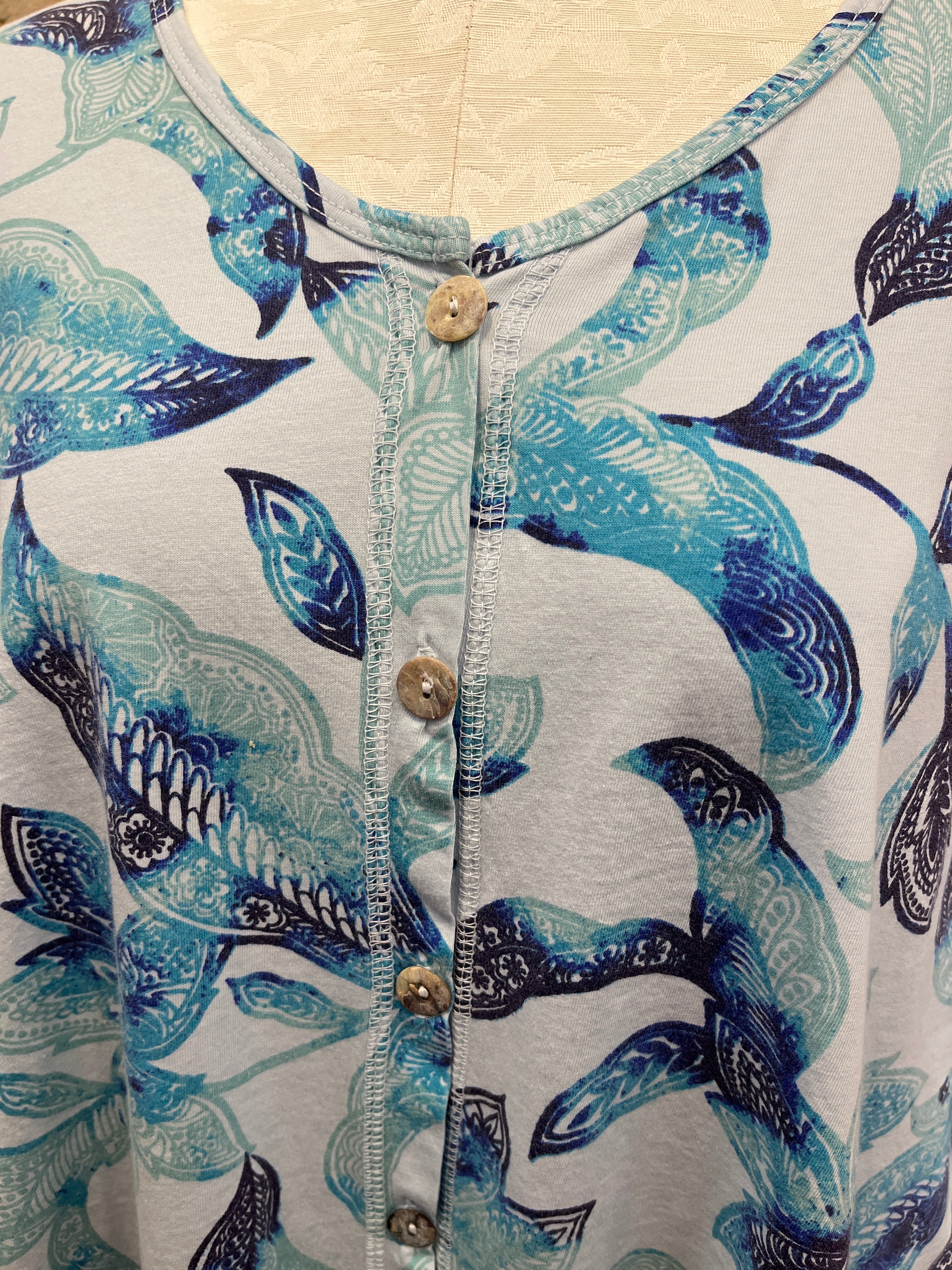 Prairie Cotton t-shirt 576, button-front Powder Blue