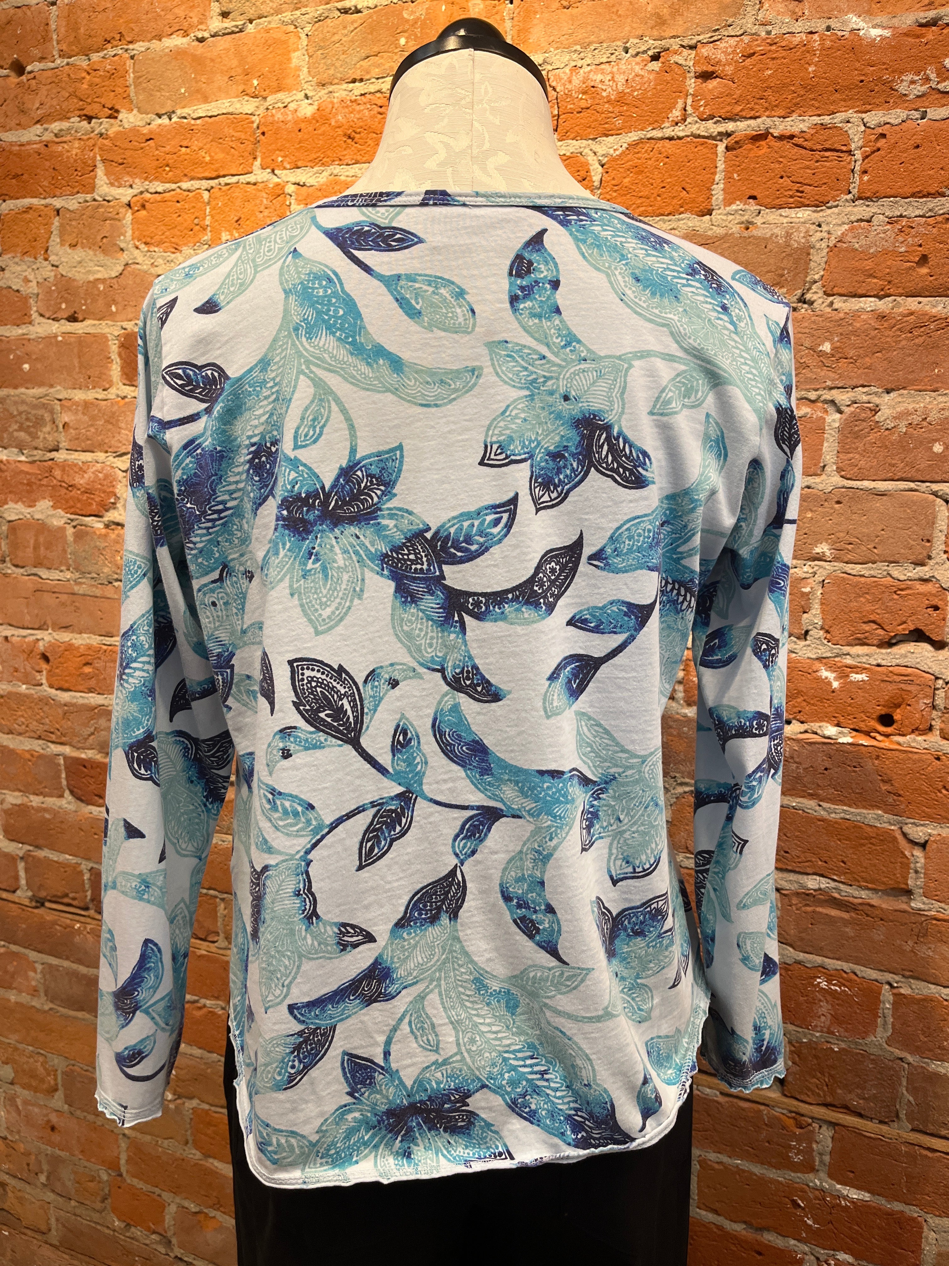 Prairie Cotton t-shirt 576, button-front Powder Blue