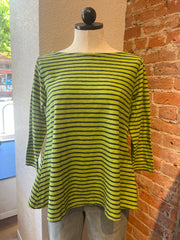 Cut Loose t-shirt, aline 3/4 sleeve boatneck stripe Verde