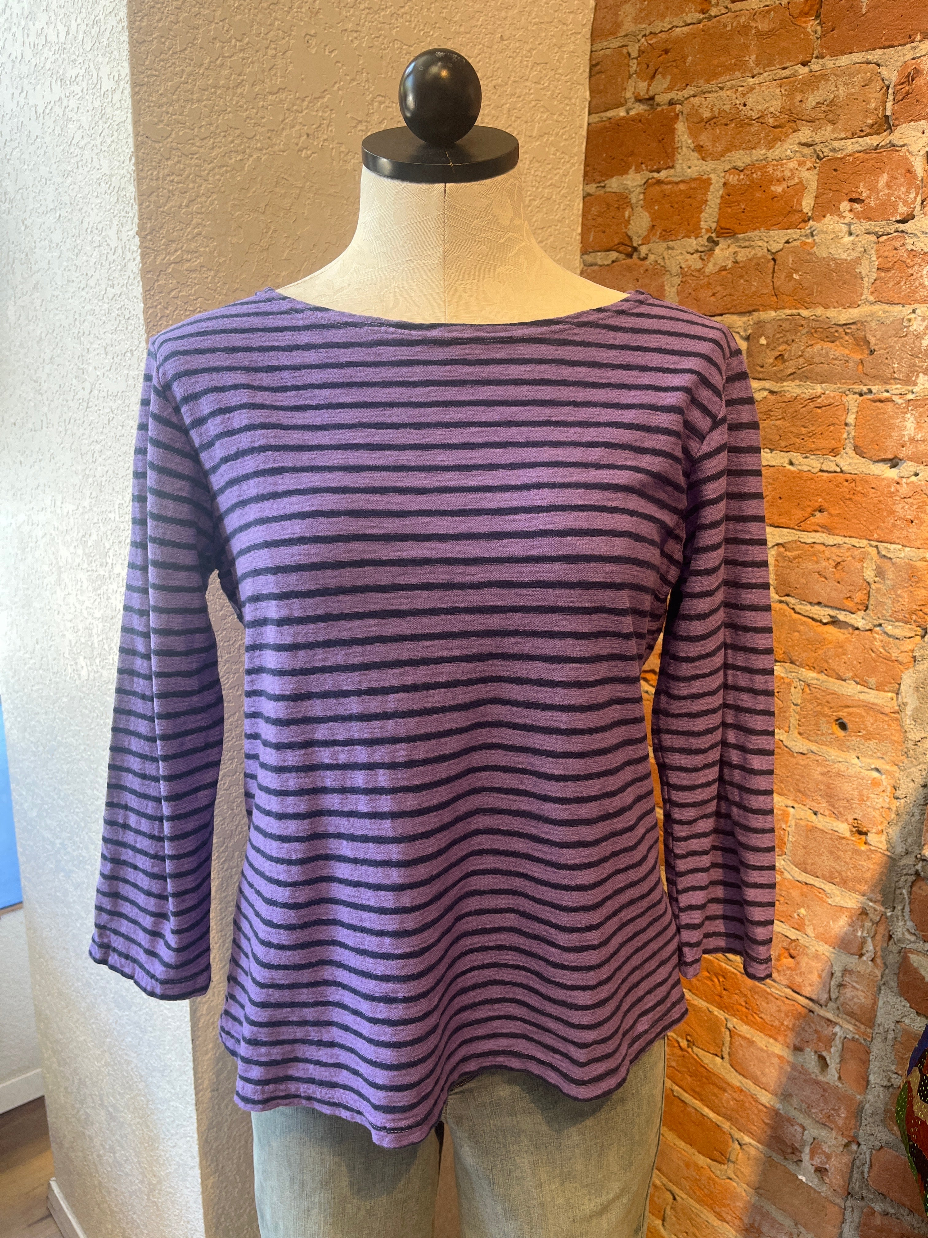 Cut Loose t-shirt, 3/4 sleeve boatneck stripe (2 colors)