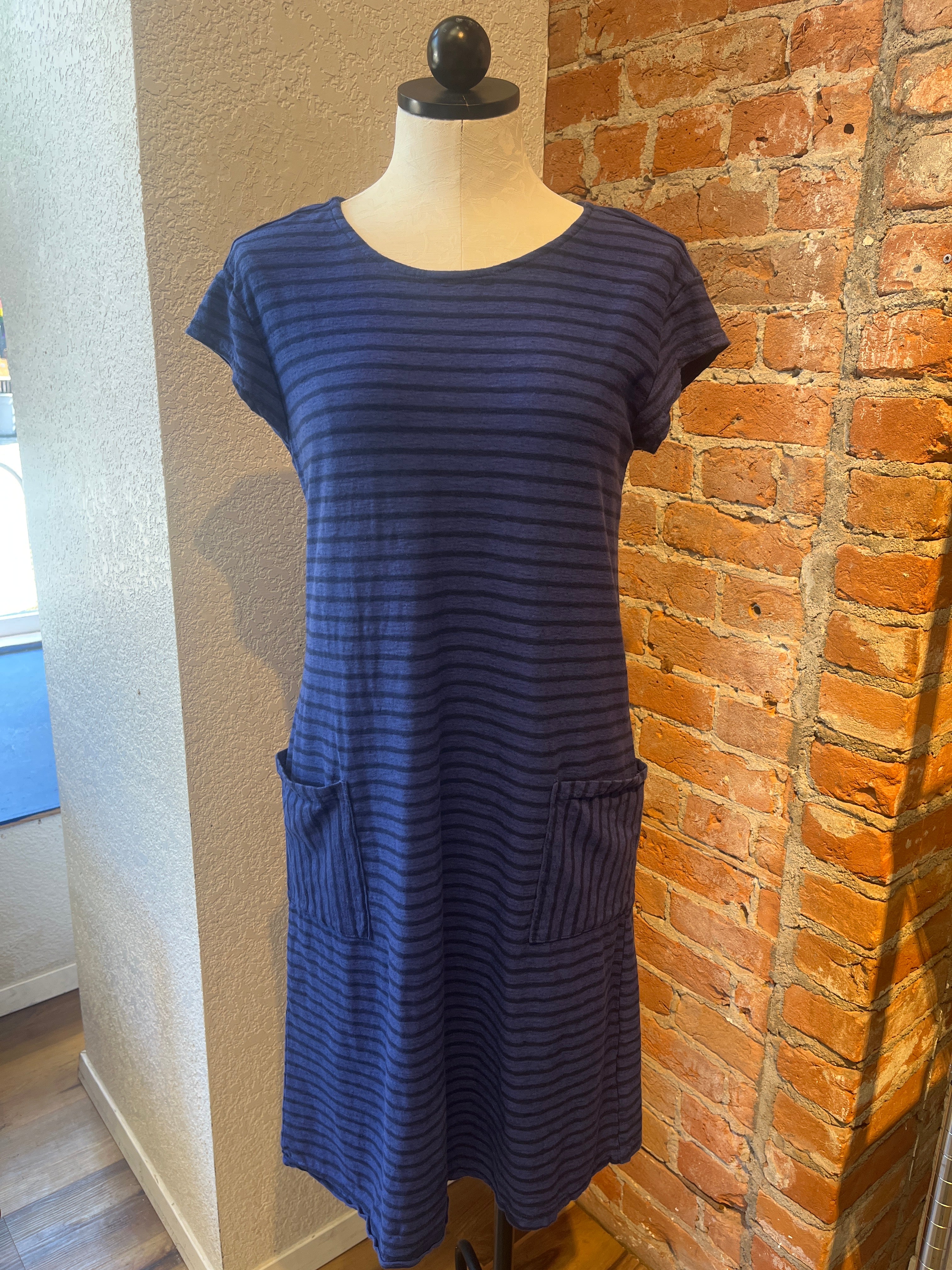 Cut Loose dress, knit Admiralty Navy Stripe