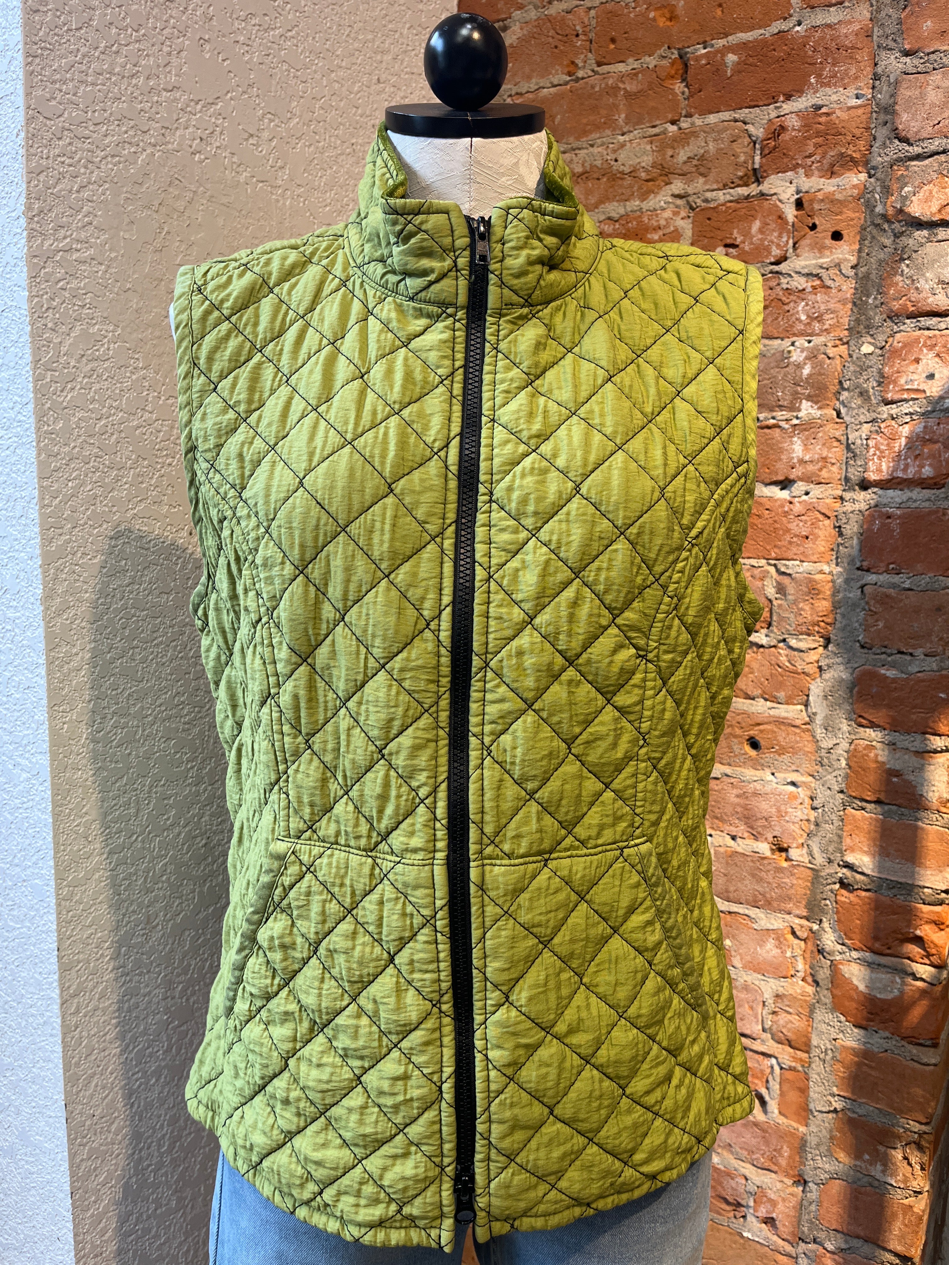Cut Loose vest, quilted velvet trim