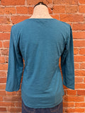 Cut Loose t-shirt, tuck-front 3/4 sleeve linen blend