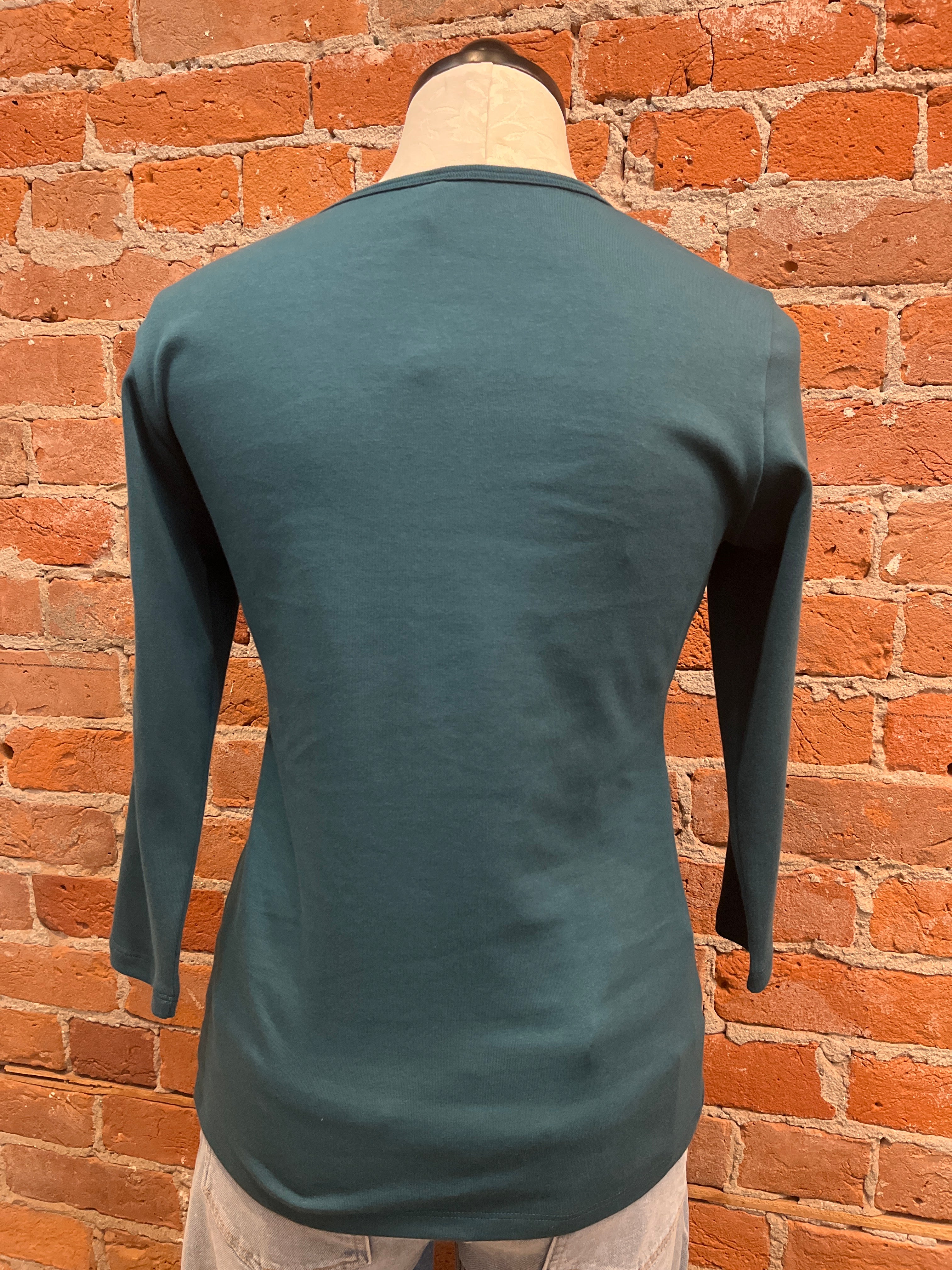 Necessitees t-shirt, shirred v-neck 3/4-sleeve (3 colors)