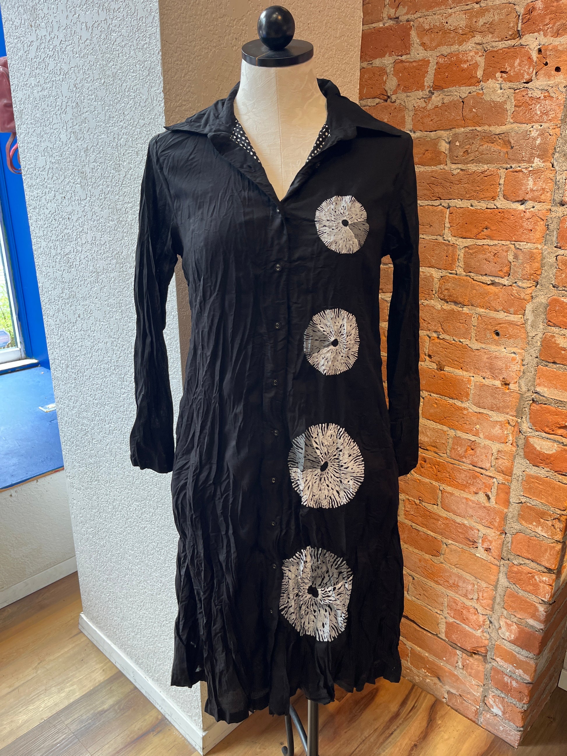 cotton duster dress SHIRTDRESS DUSTER IN PREMIUM ITALIAN COTTON MID OCEAN BLUE / XL / JPS9799
