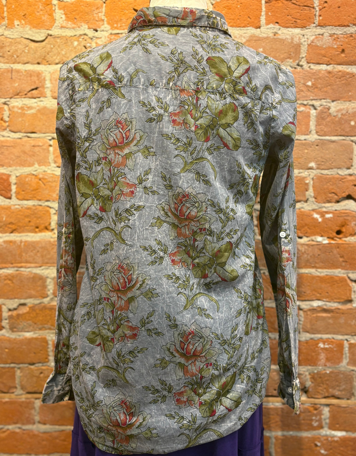 Nu Vintage shirt, grey Rosewood print