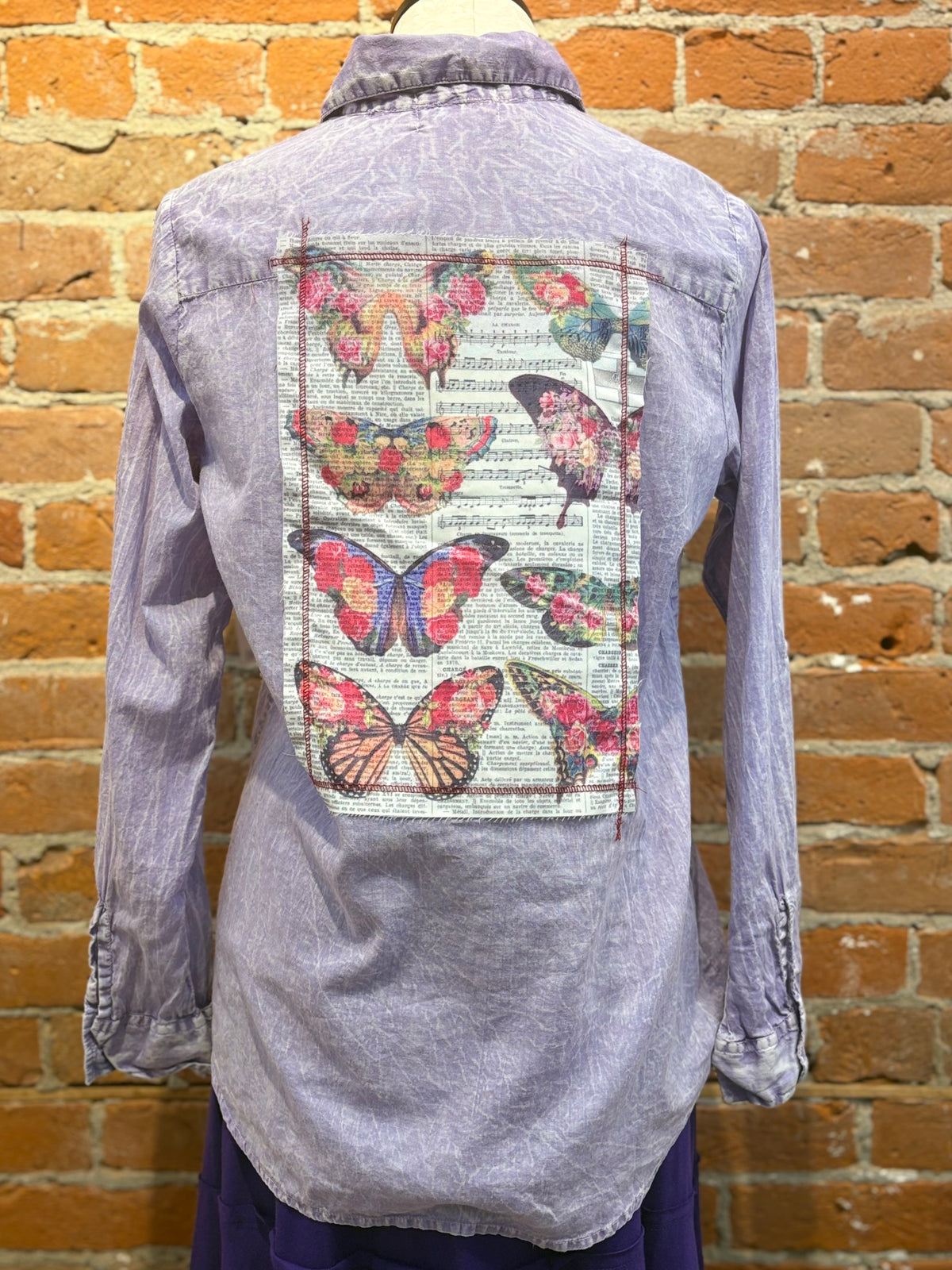 Nu Vintage shirt, purple butterfly patch
