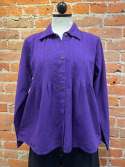 Maya Jones shirt 0032, pintuck button front Purple