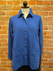 Maya Jones shirt 1716, long button front Blue