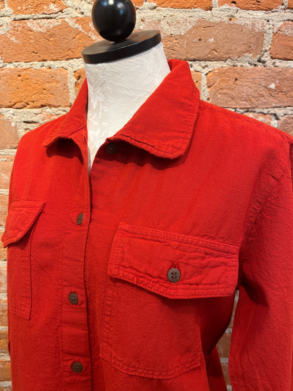 Maya Jones shirt 0309, front pocket button up Red