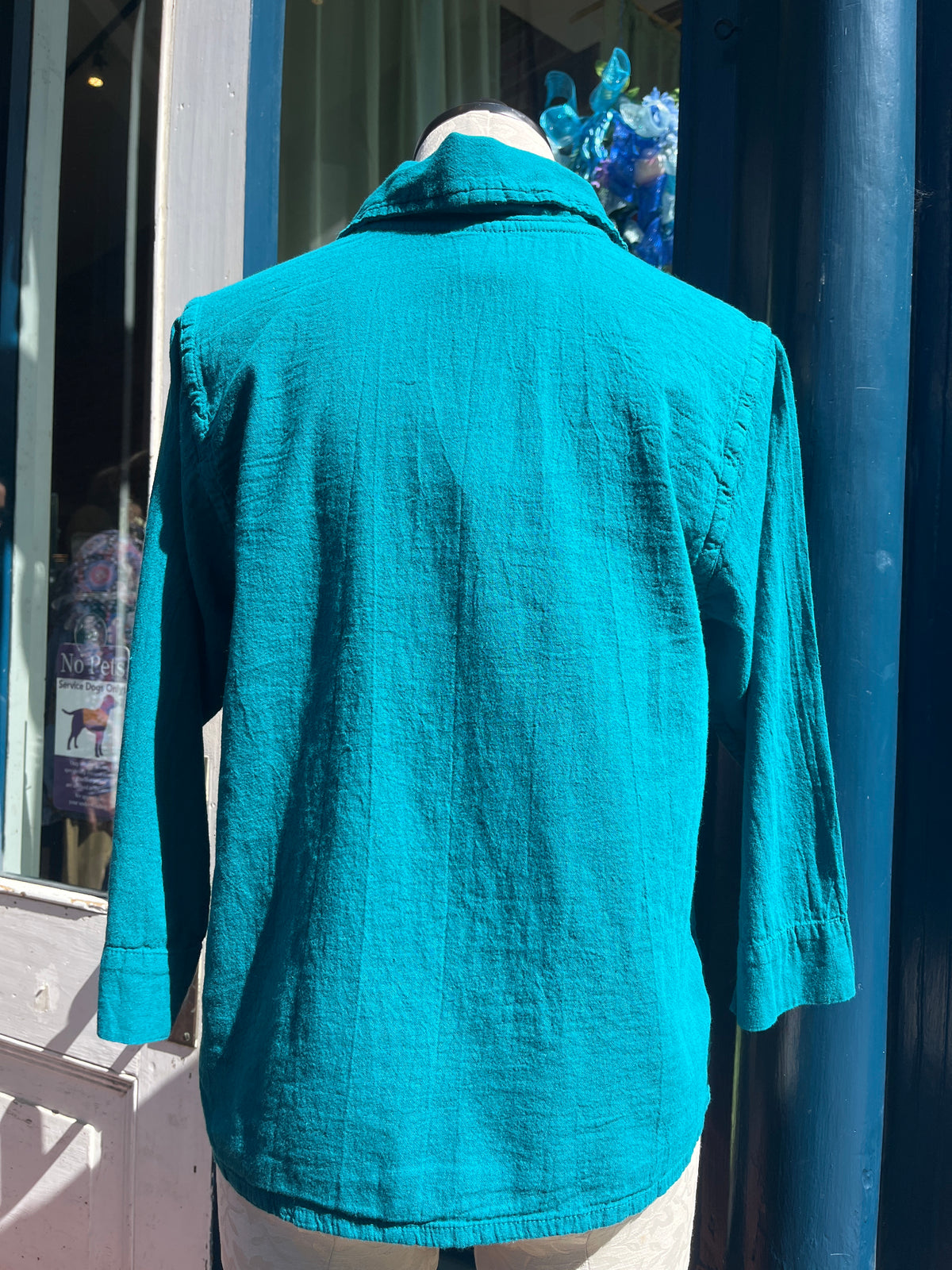 Maya Jones shirt 0052, 3/4 sleeve button front Jade