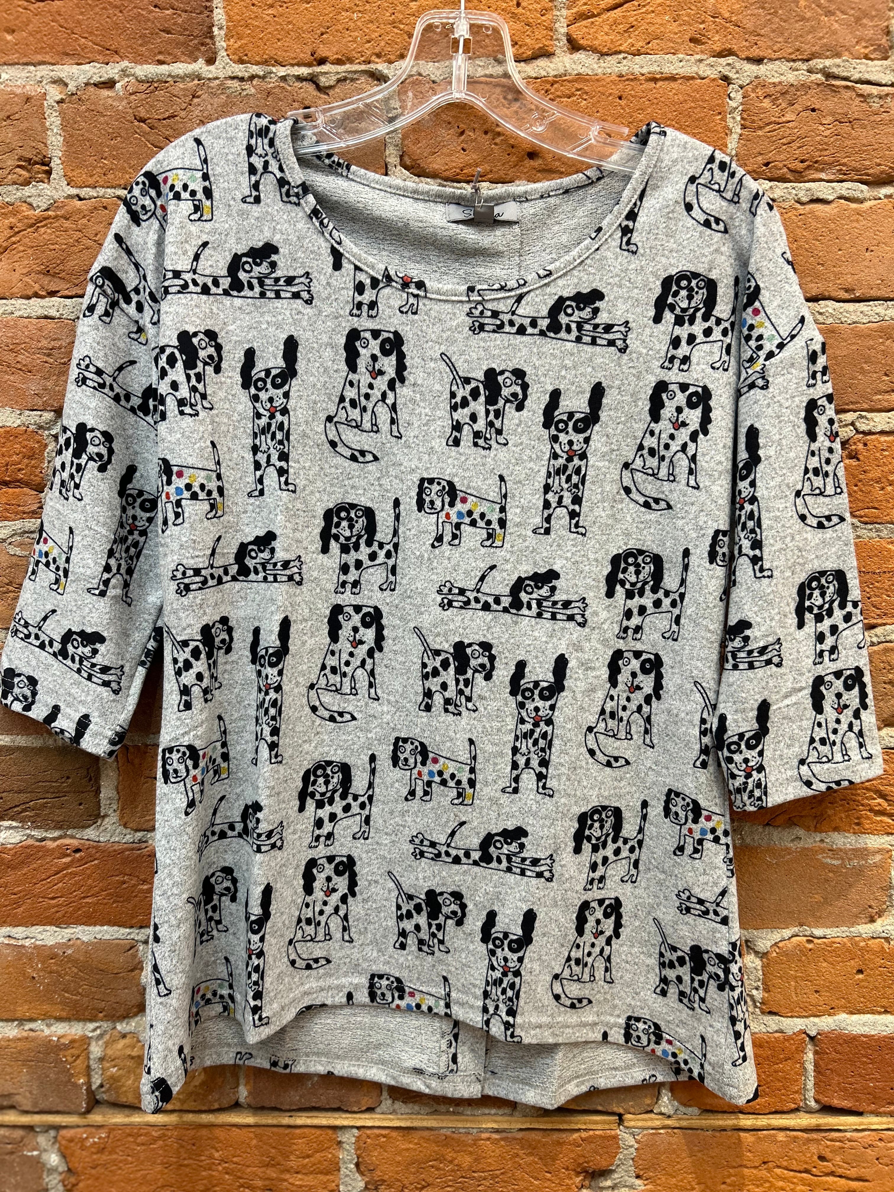 Shana shirt 24603, fleece spotted-dog print