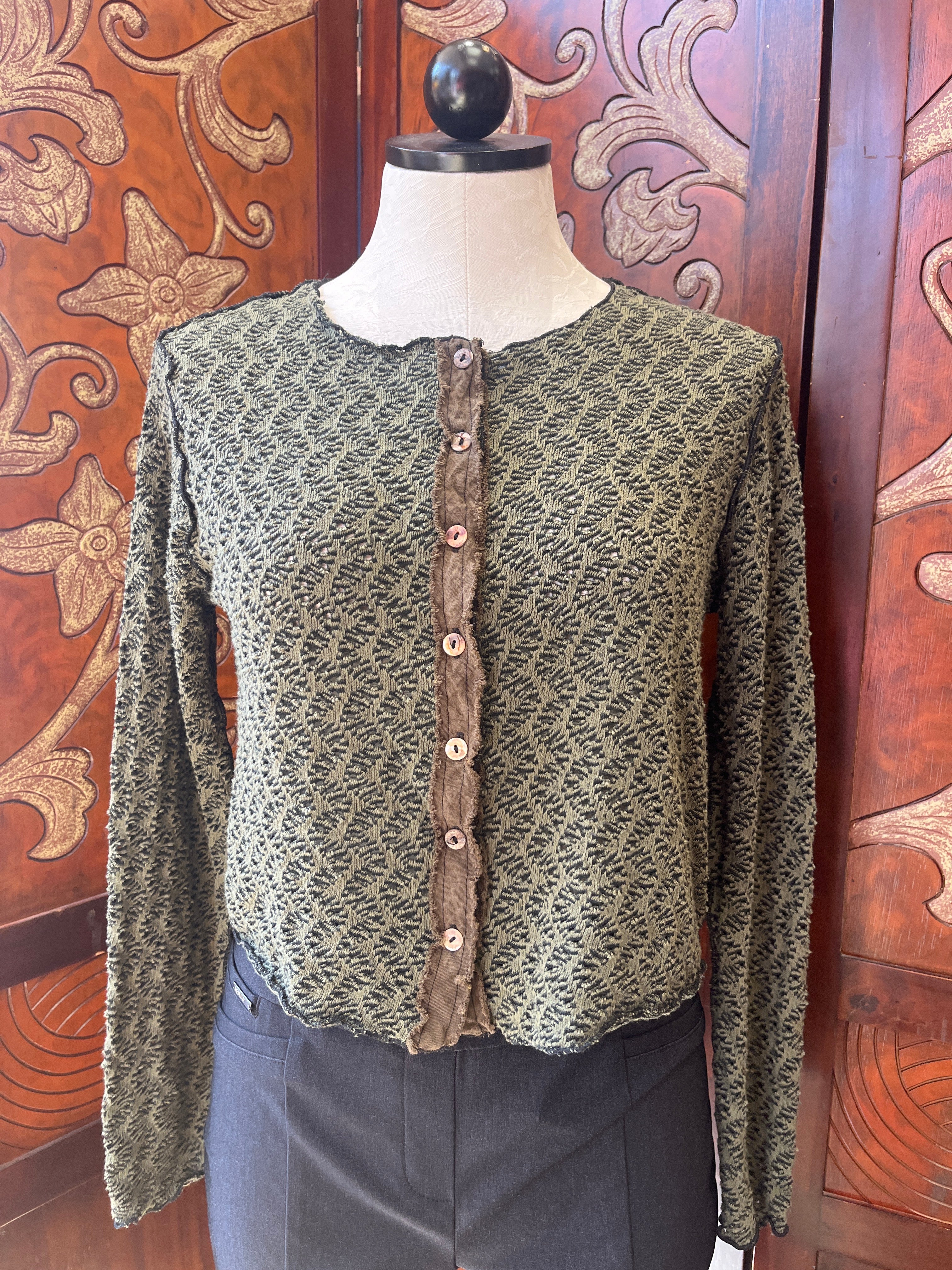 Cut Loose shirt, cropped crochet cardigan