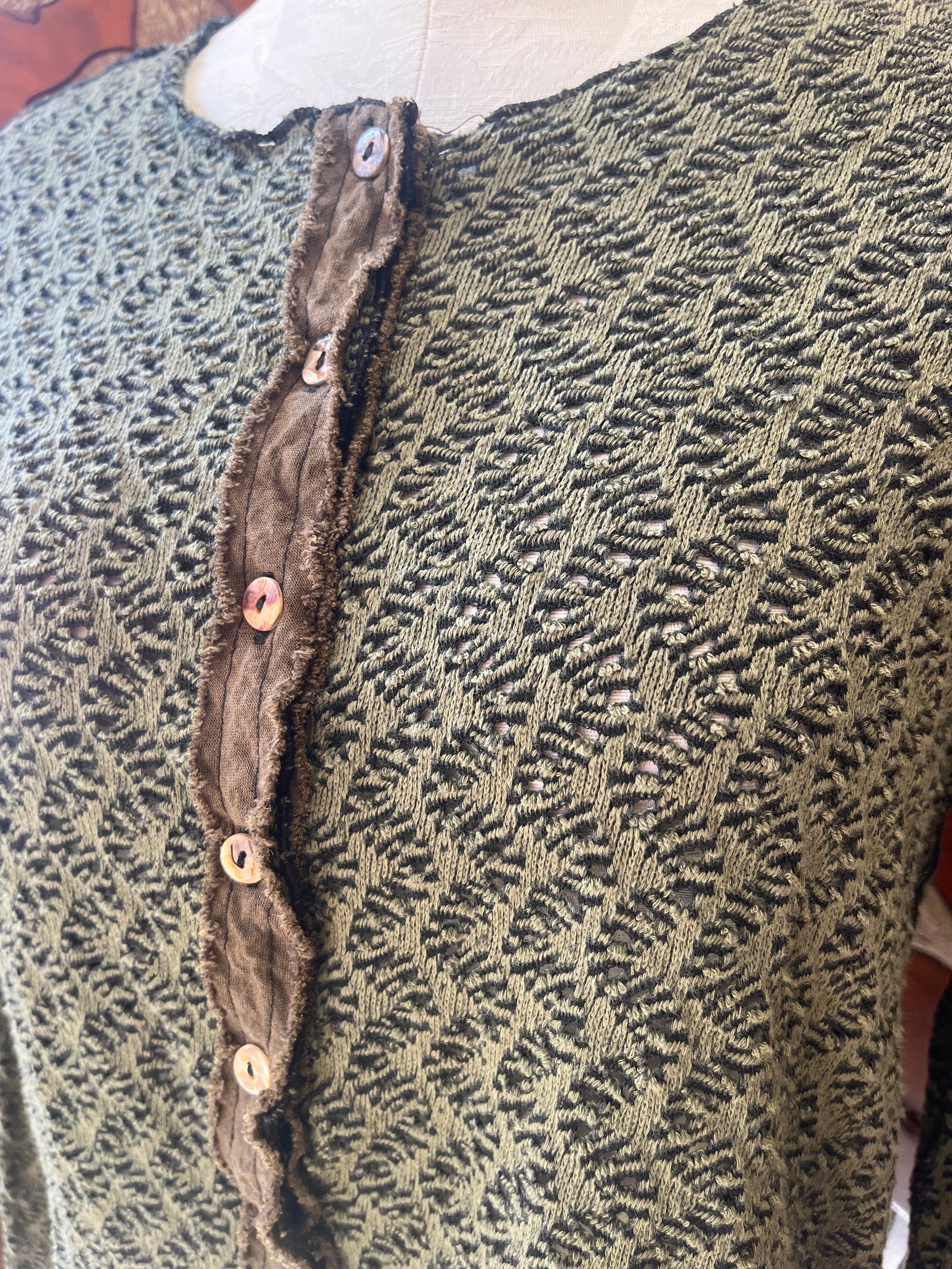 Cut Loose shirt, cropped crochet cardigan